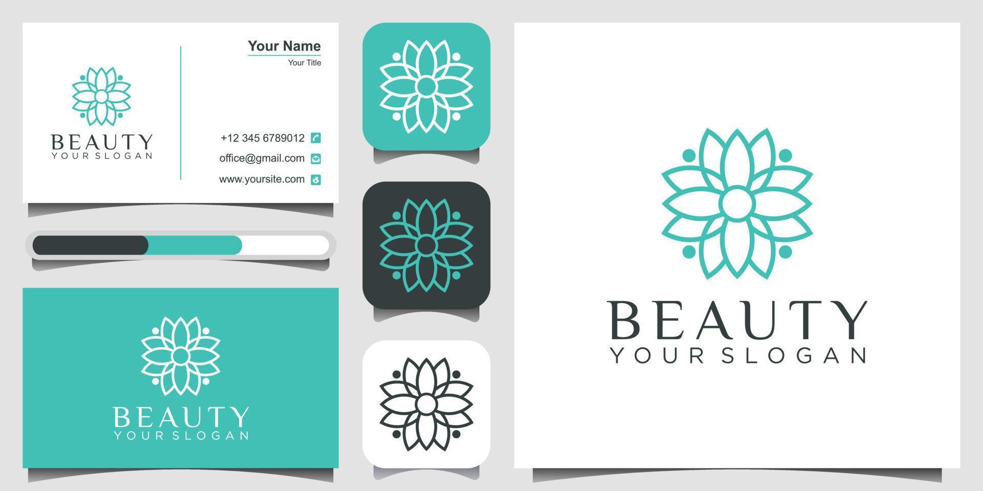 diseño de logotipo de clases de yoga. productos alimenticios naturales y orgánicos y envases, círculos hechos con hojas y flores con líneas simples vector