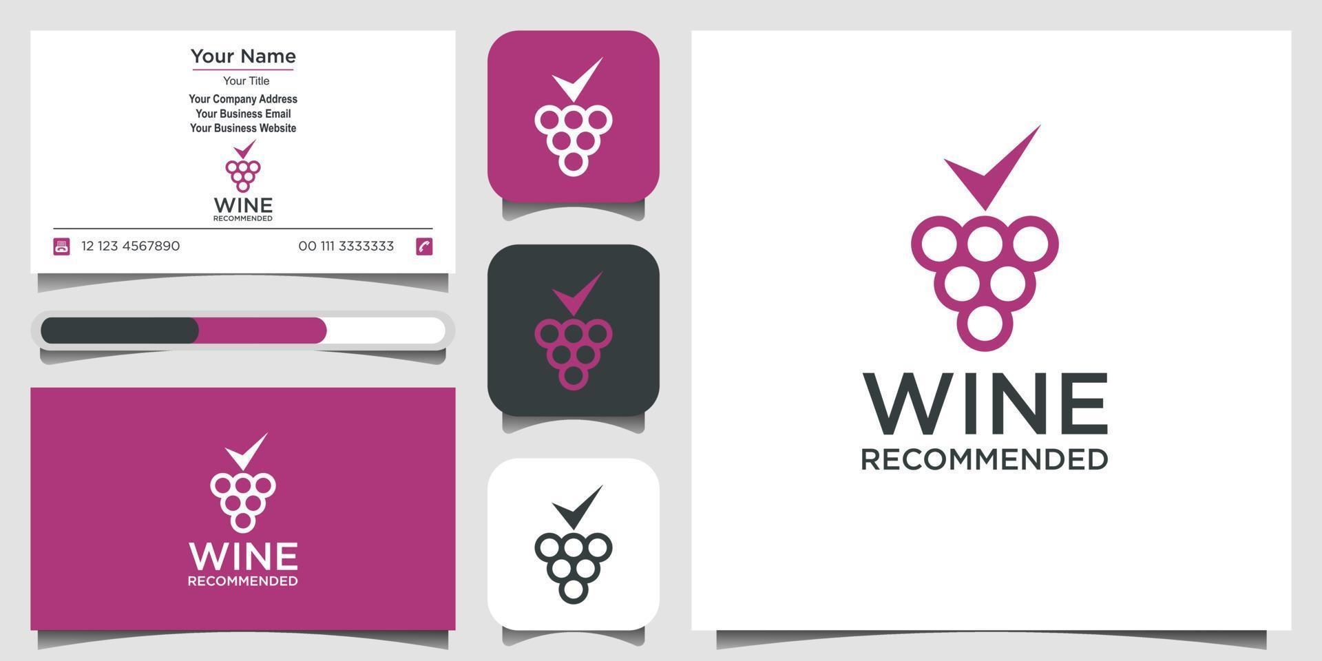 minimalist wine Logo design with line art style. vector