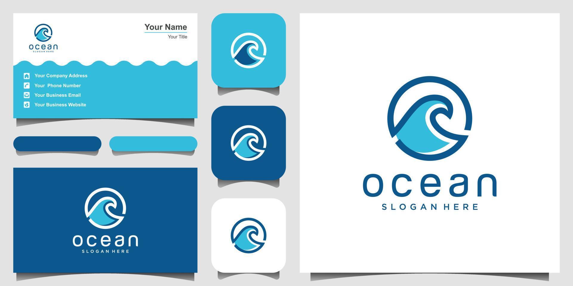 diseño de ilustración de vector de icono de onda de agua con arte de línea. inspiración del logotipo. y tarjeta de visita