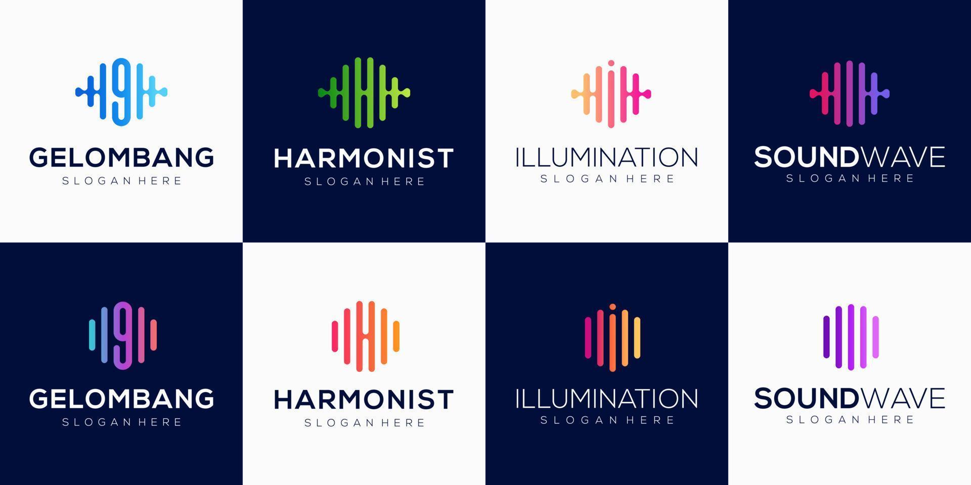 Monogram creative logo design template with pulse element. vector