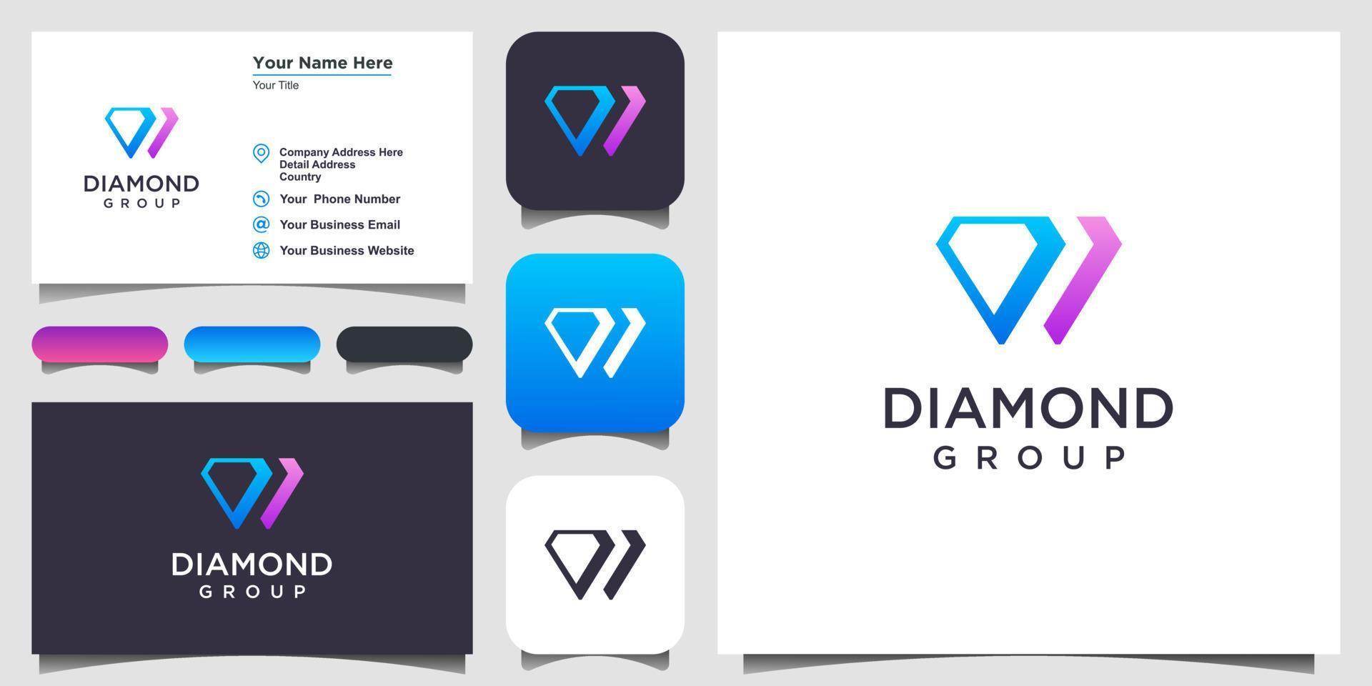inspiración en el diseño del logotipo de diamantes. diseño de logotipo y tarjeta de visita vector