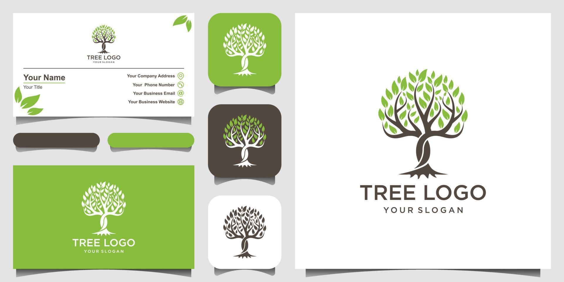 tree vector icon. logo design elements. Green Garden Vector Logo Template and business card design