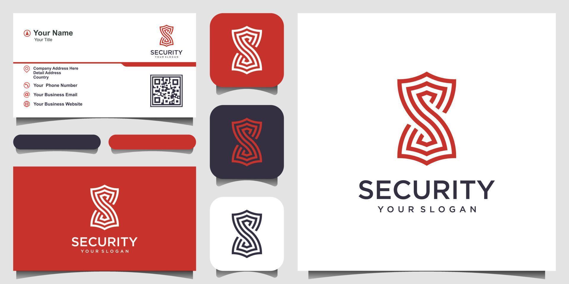 Creative letter S with Shield Concept Logo Design Templates. icon and business card vector