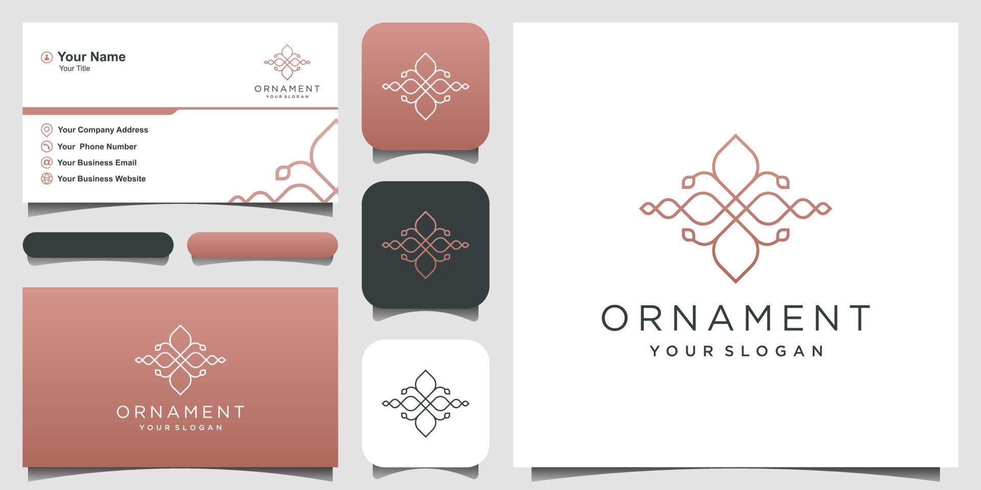 diseño de logotipo de adorno de lujo y diseño de tarjeta de visita vector