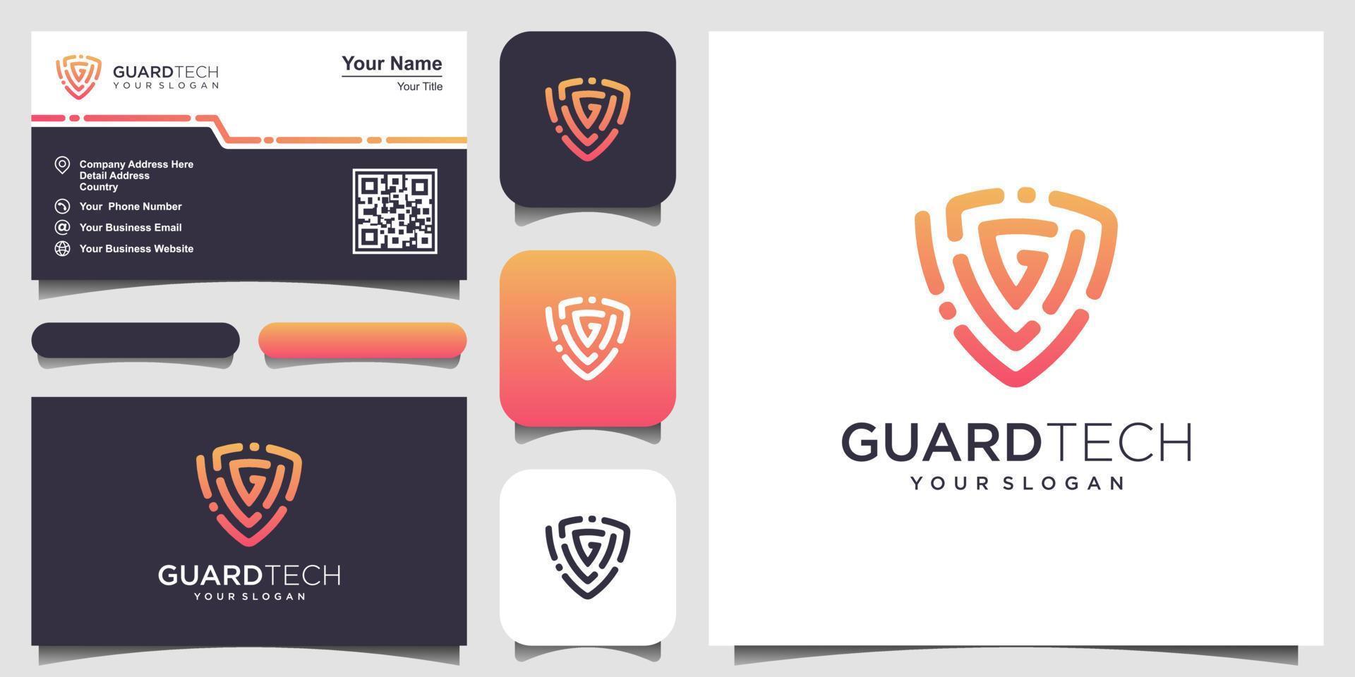 escudo creativo con plantillas de diseño de logotipo de concepto de letra g. diseño de tarjeta de visita vector
