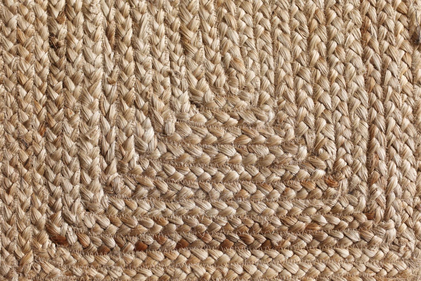 Smooth texture at the bottom of wicker straw basket. extreme closeup of a vintage wicker texture. photo