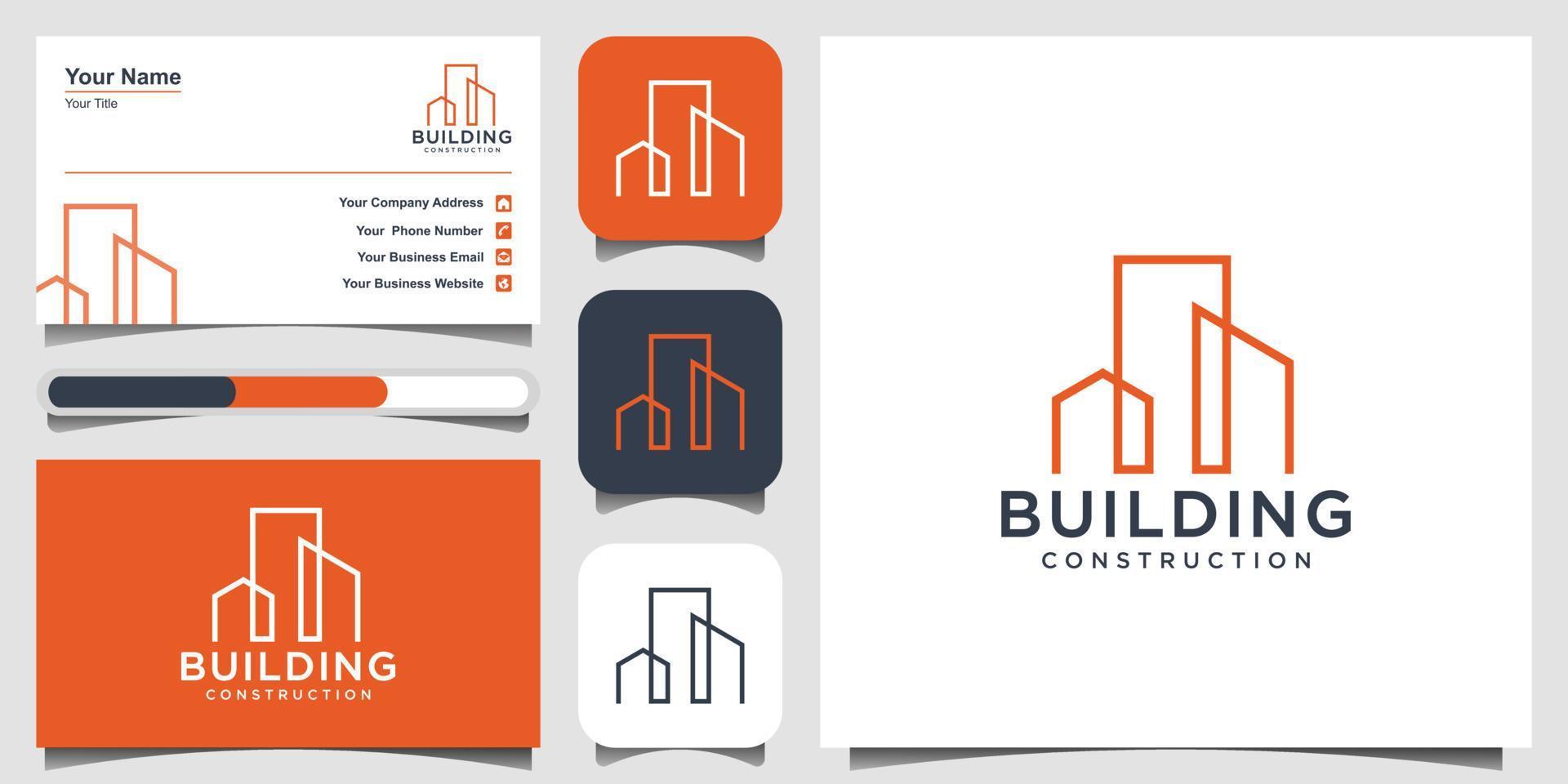 city logo design with line concept. city building abstract For Logo Design Inspiration. logo design, icon and business card vector