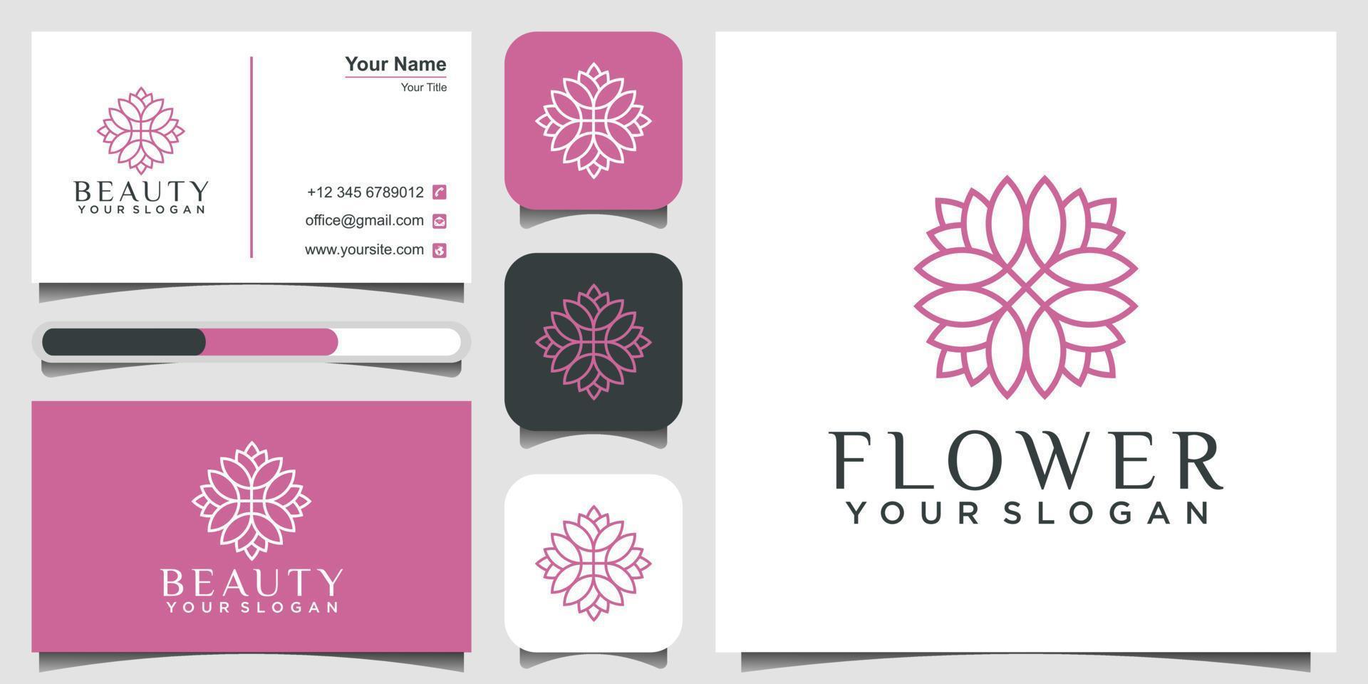 diseño de logotipo floral minimalista y elegante con estilo de arte lineal. vector premium de icono y tarjeta de visita.