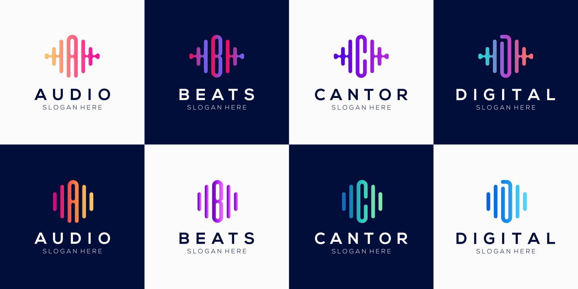 monogram creative Logo design template with Pulse element. vector