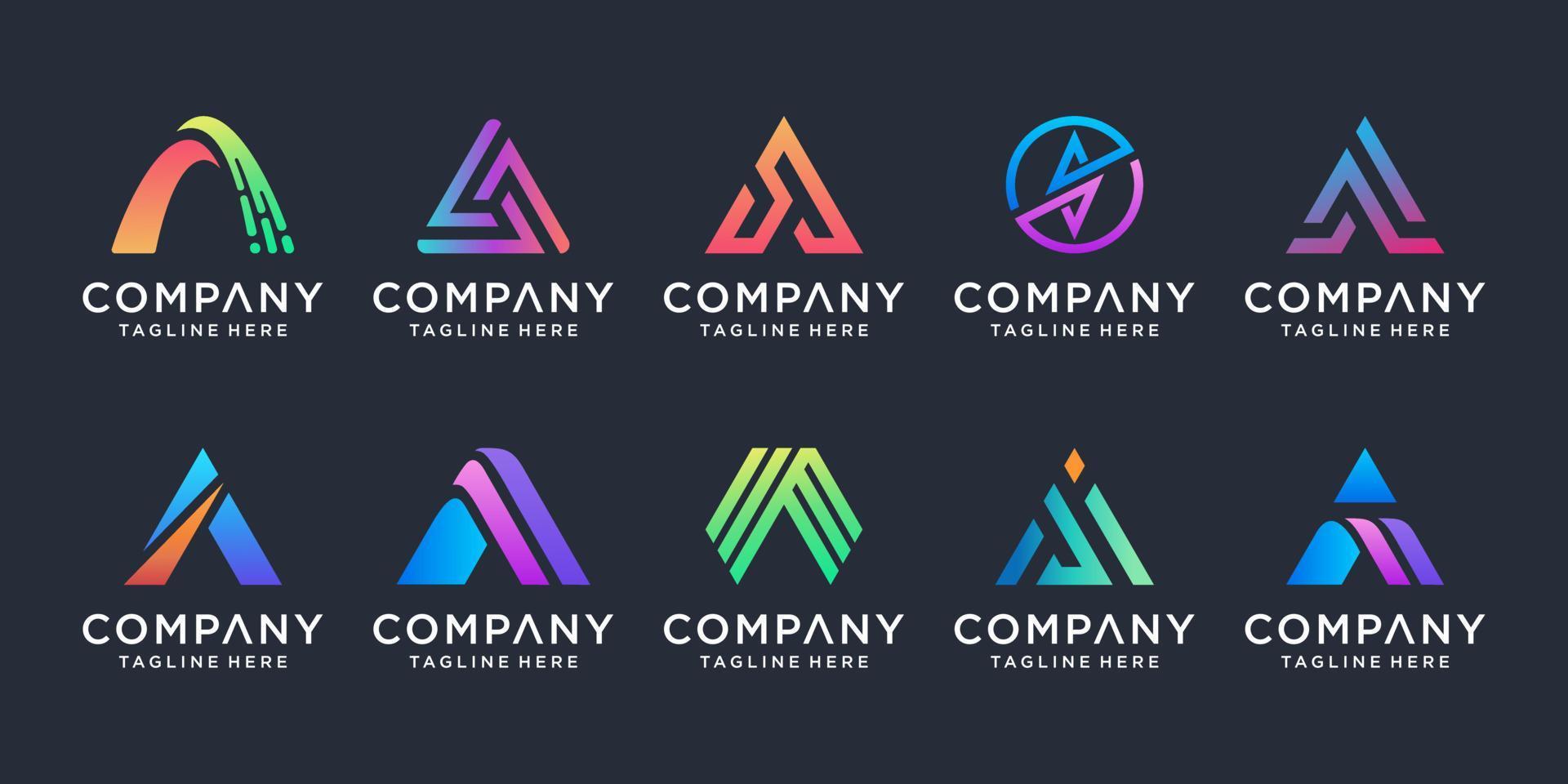 conjunto de letras creativas una plantilla de diseño de logotipo. iconos para negocios de lujo, elegantes, simples. vector