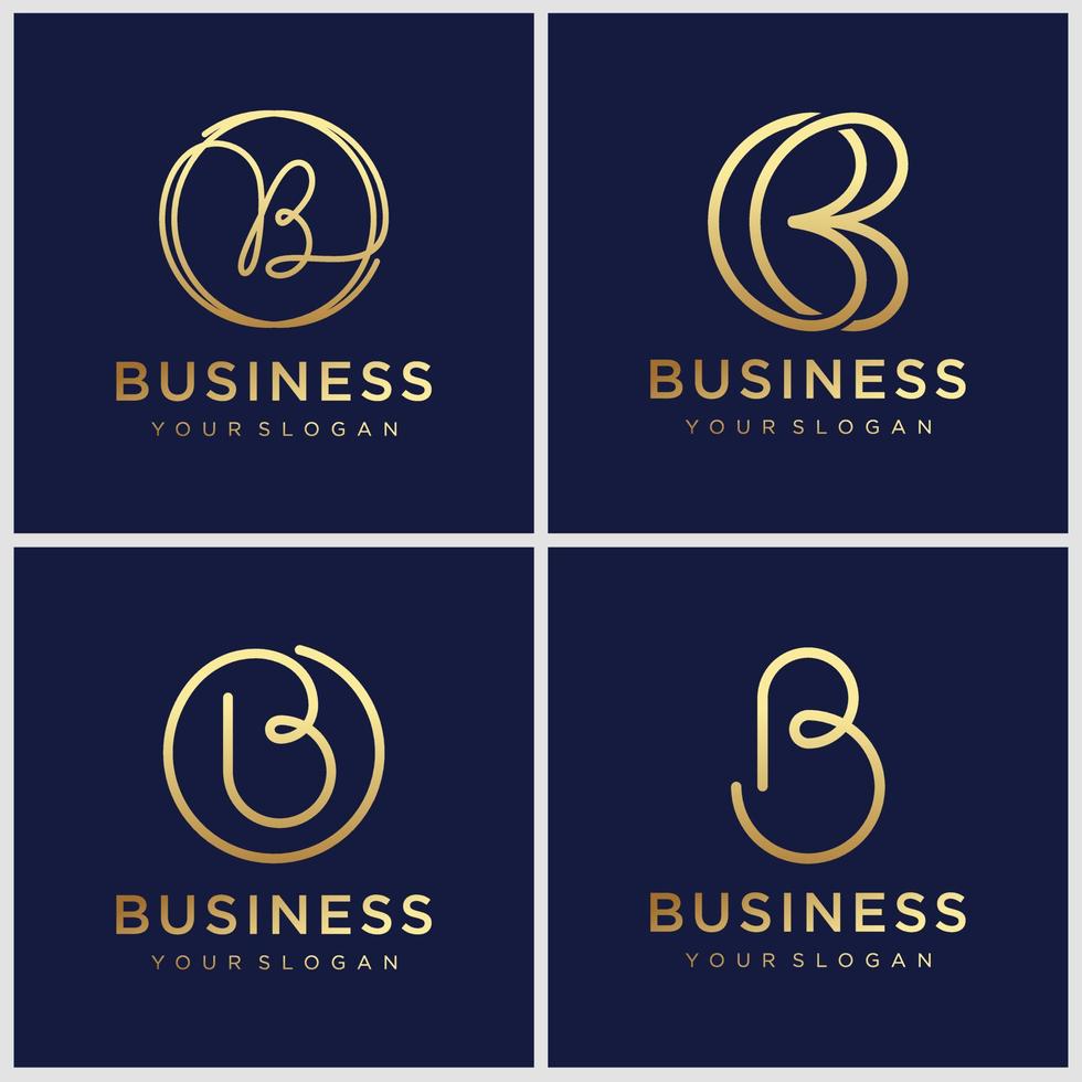 Creative golden letter B logo design template vector