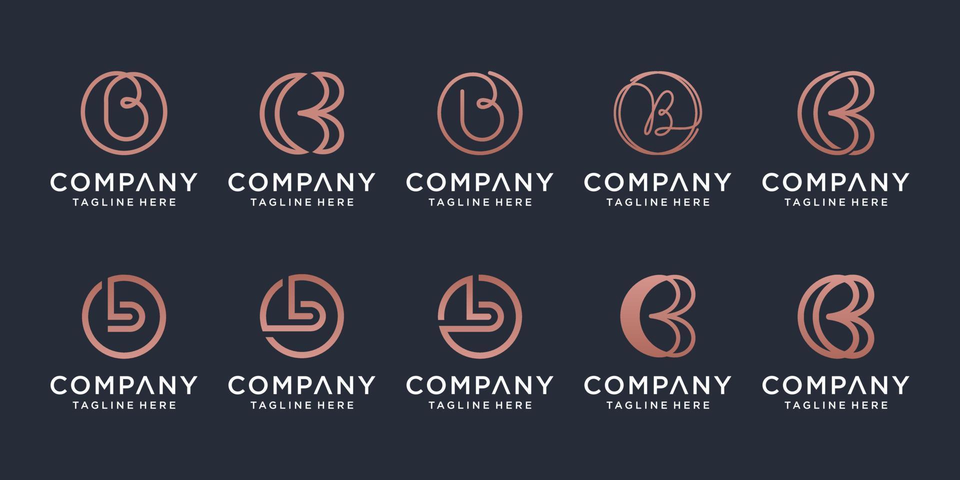 Set of creative letter B logo design template. icons for business of luxury, elegant, simple. vector