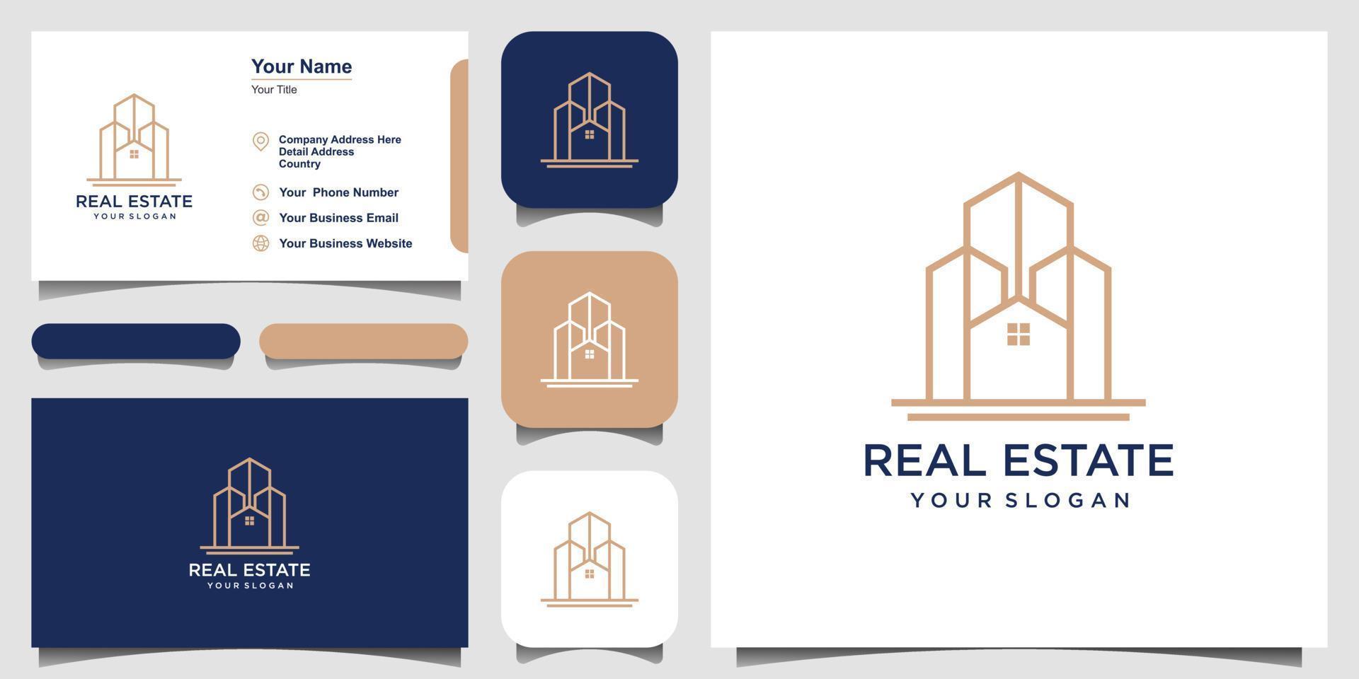 building logo design with line concept. city building abstract For Logo Design Inspiration. logo design and business card vector