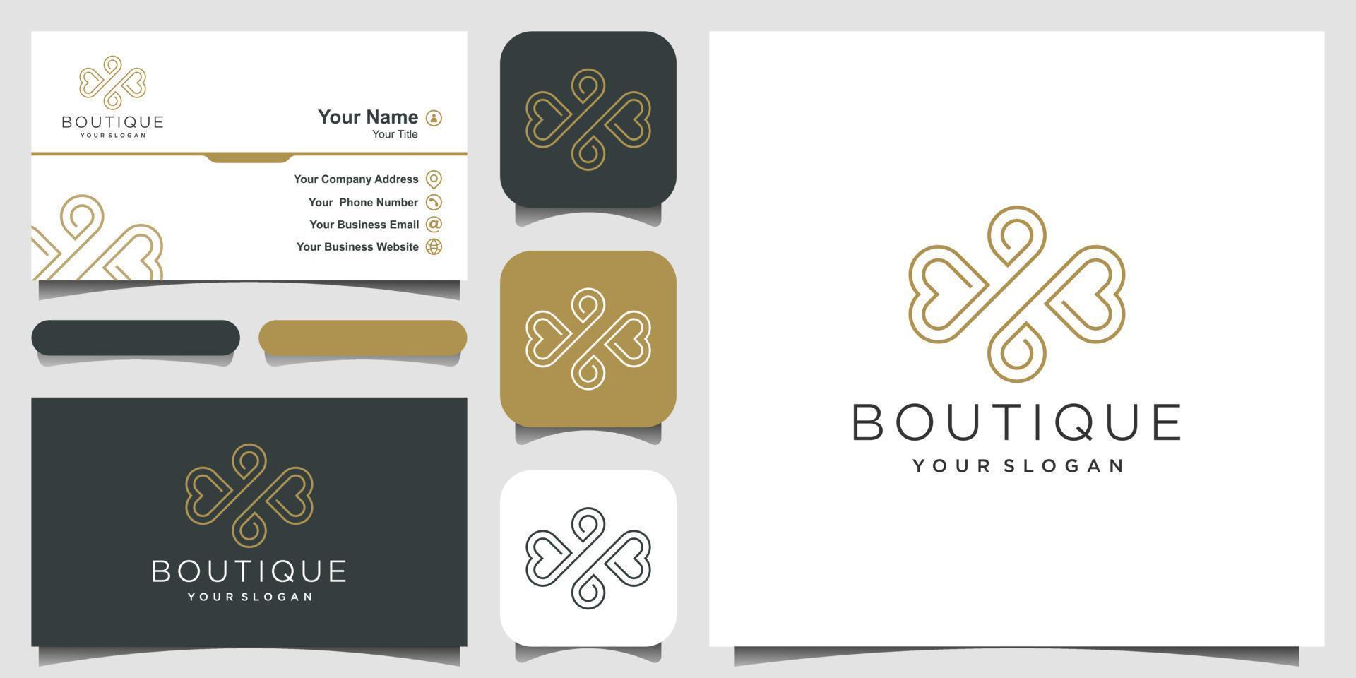 Luxury ornament logo design and business card design vector
