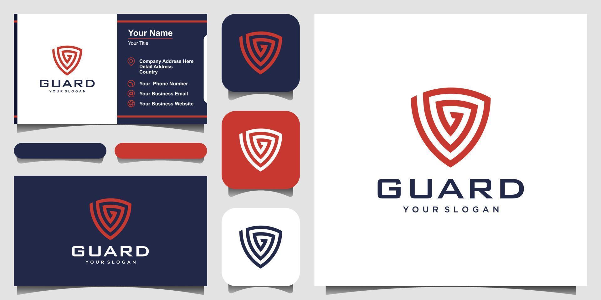 Creative Shield with letter G Concept Logo Design Templates. business card design vector