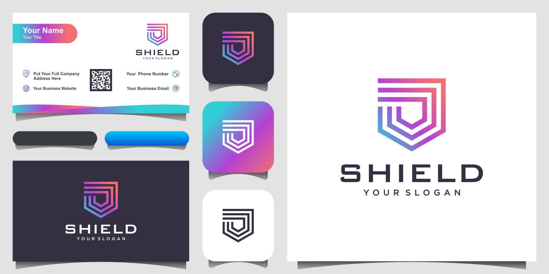 Creative Shield Concept Logo Design Templates. icon and business card vector