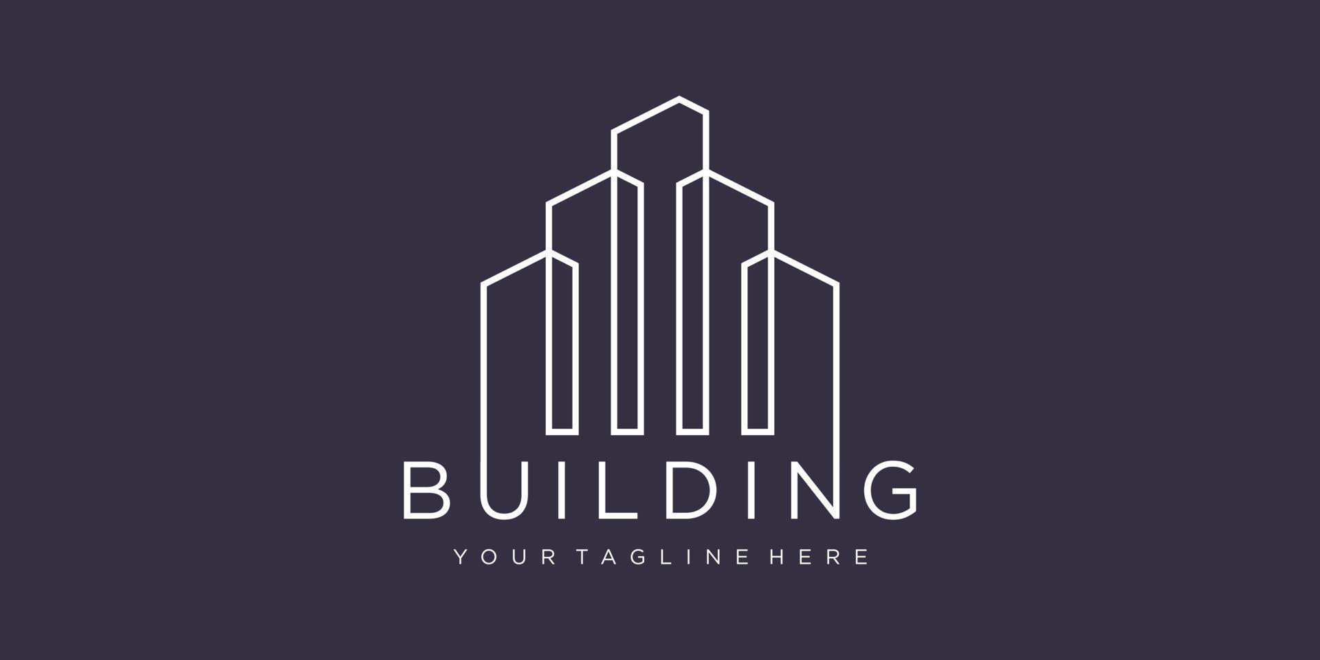 building logo design with line concept. city building abstract For Logo Design Inspiration. business card design vector