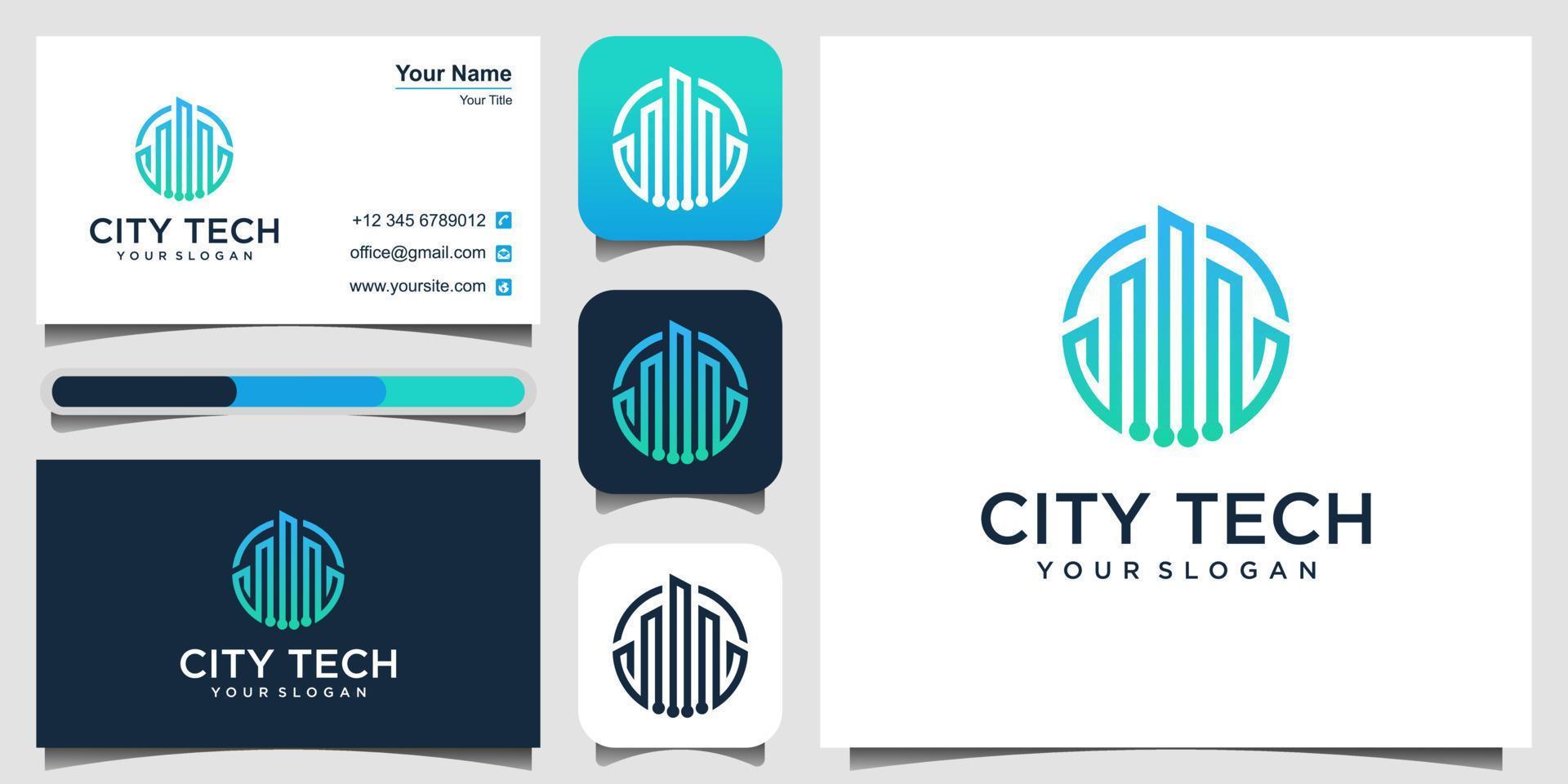 Tech City Logo Symbol Template Design Vector, Emblem, Design Concept, Creative Symbol, Icon vector