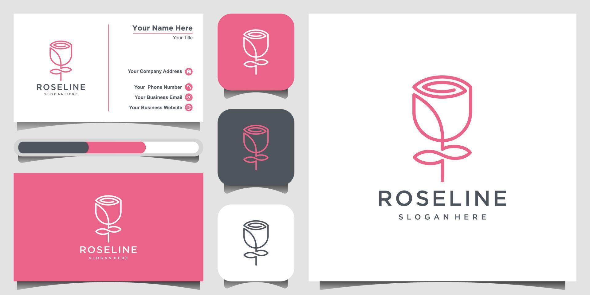 minimalista elegante flor rosa belleza, cosmética, yoga e inspiración para el diseño del logotipo de spa. diseño de logotipo, icono y tarjeta de visita vector