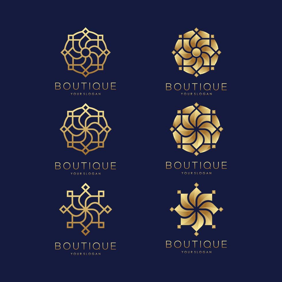 set of ornament logo design templates vector