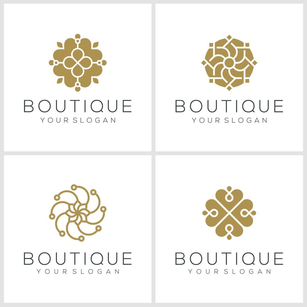 set of ornament logo design templates vector