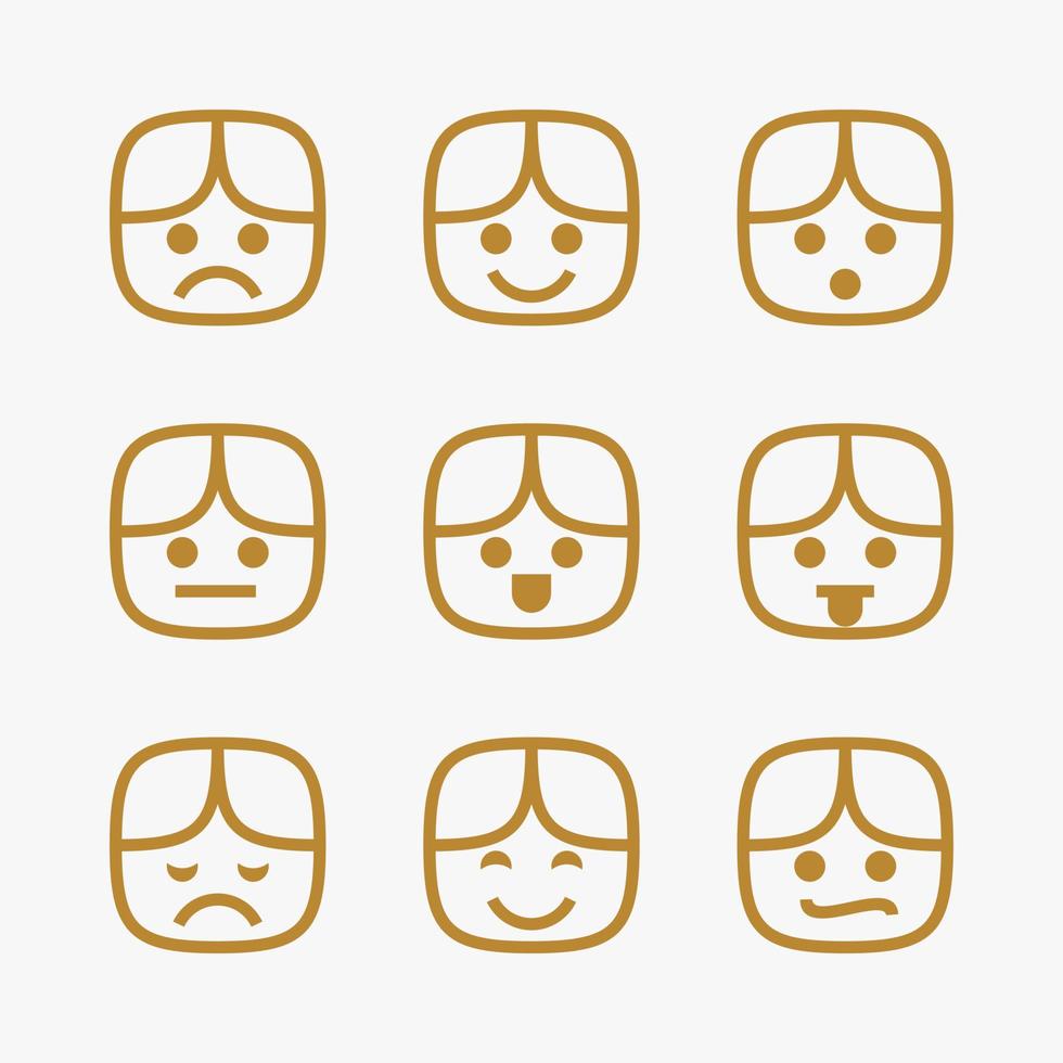 conjunto de emoticonos de línea delgada. vector