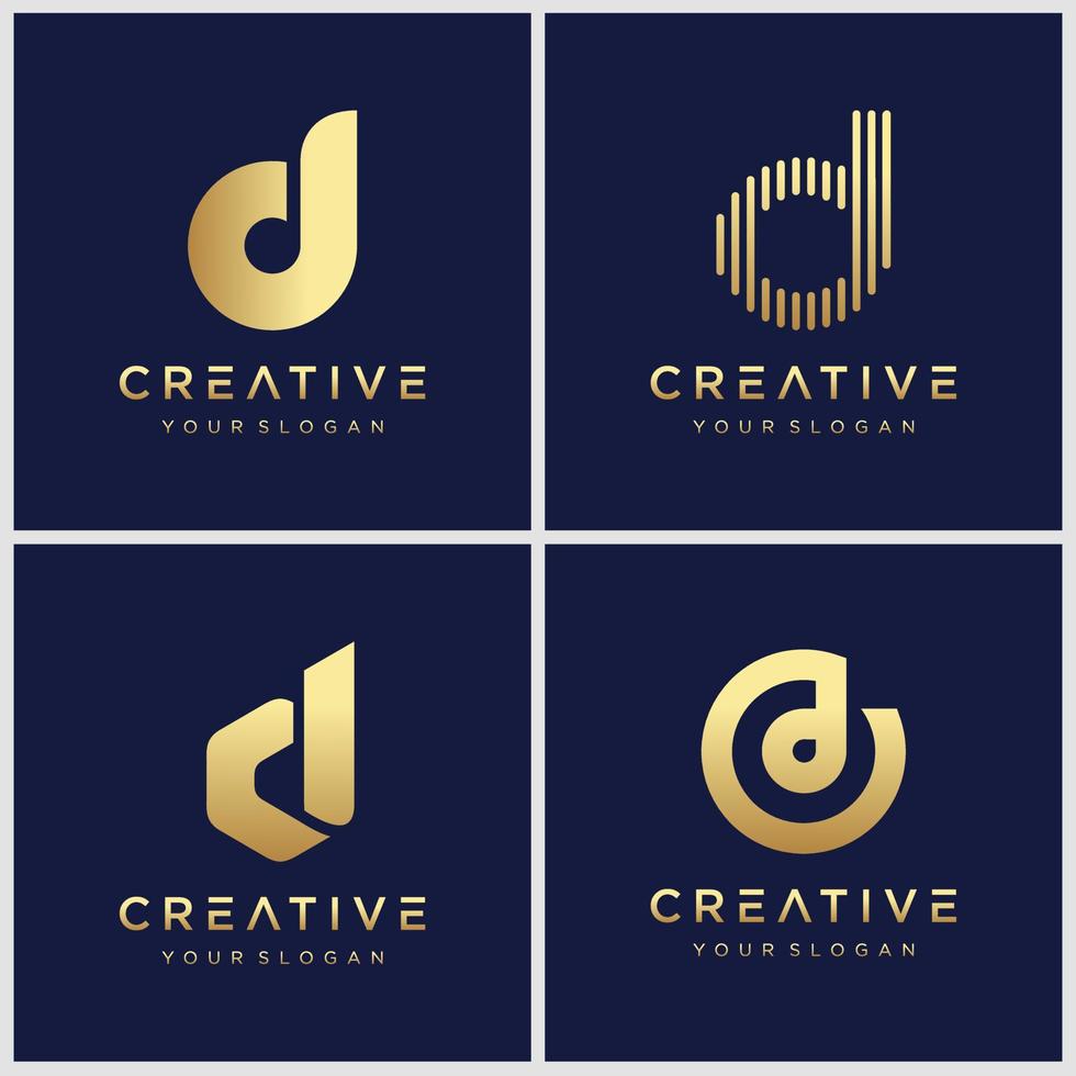 conjunto de inspiración en el diseño del logotipo de la letra d creativa del monograma dorado. vector