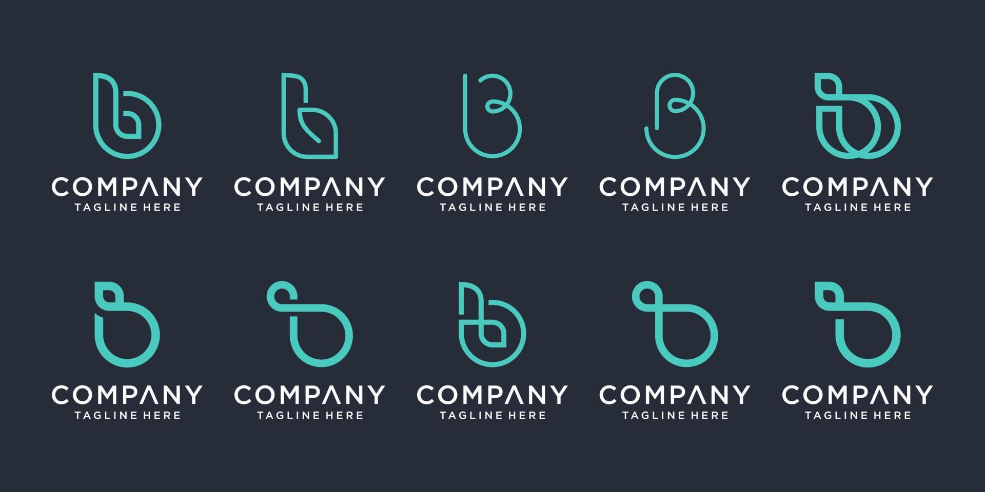 Set of creative letter B logo design template. icons for business of luxury, elegant, simple. vector