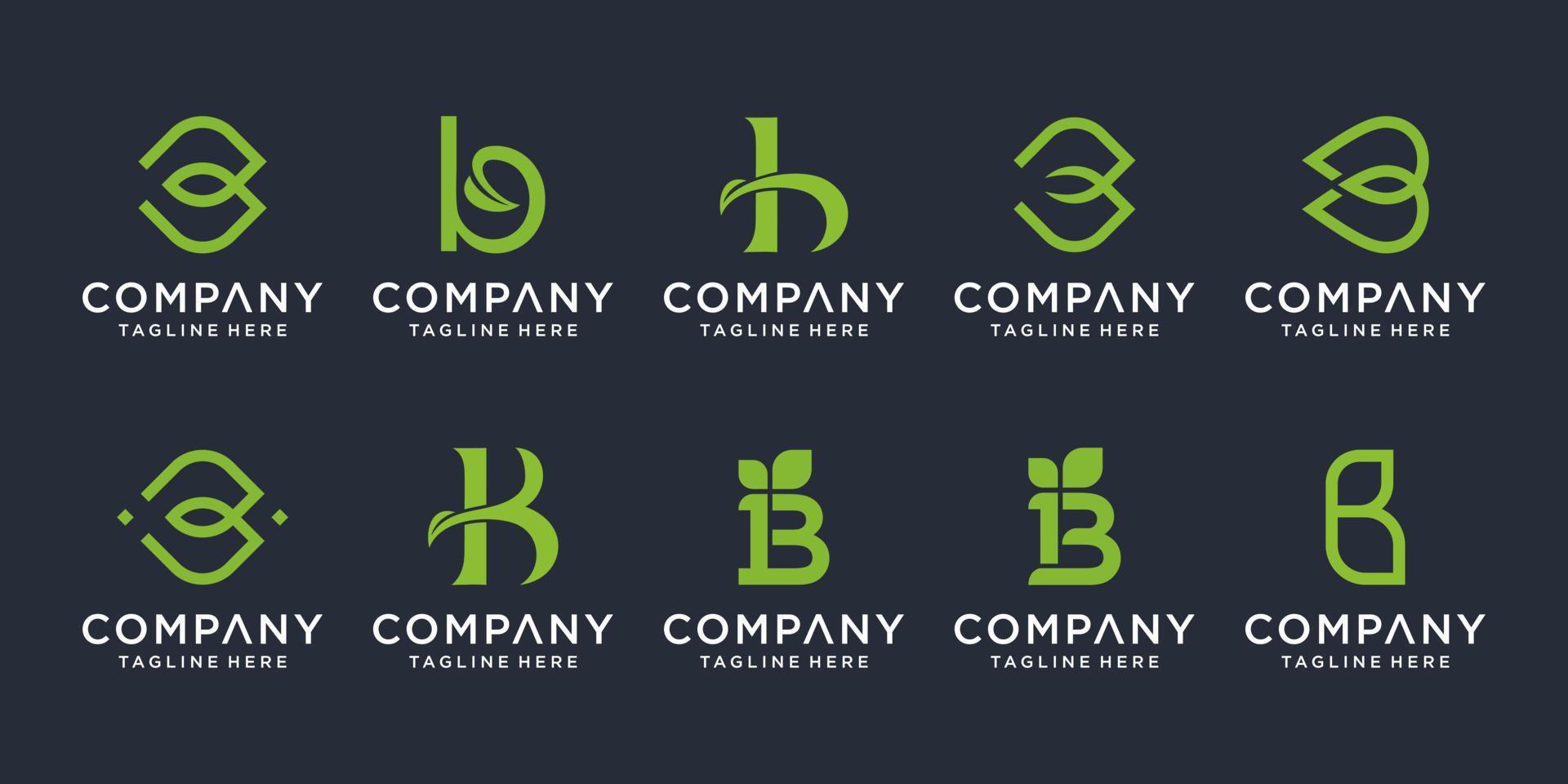 conjunto de inspiración creativa para el diseño del logotipo de la letra b del monograma. iconos para negocios de lujo, elegantes, simples. vector