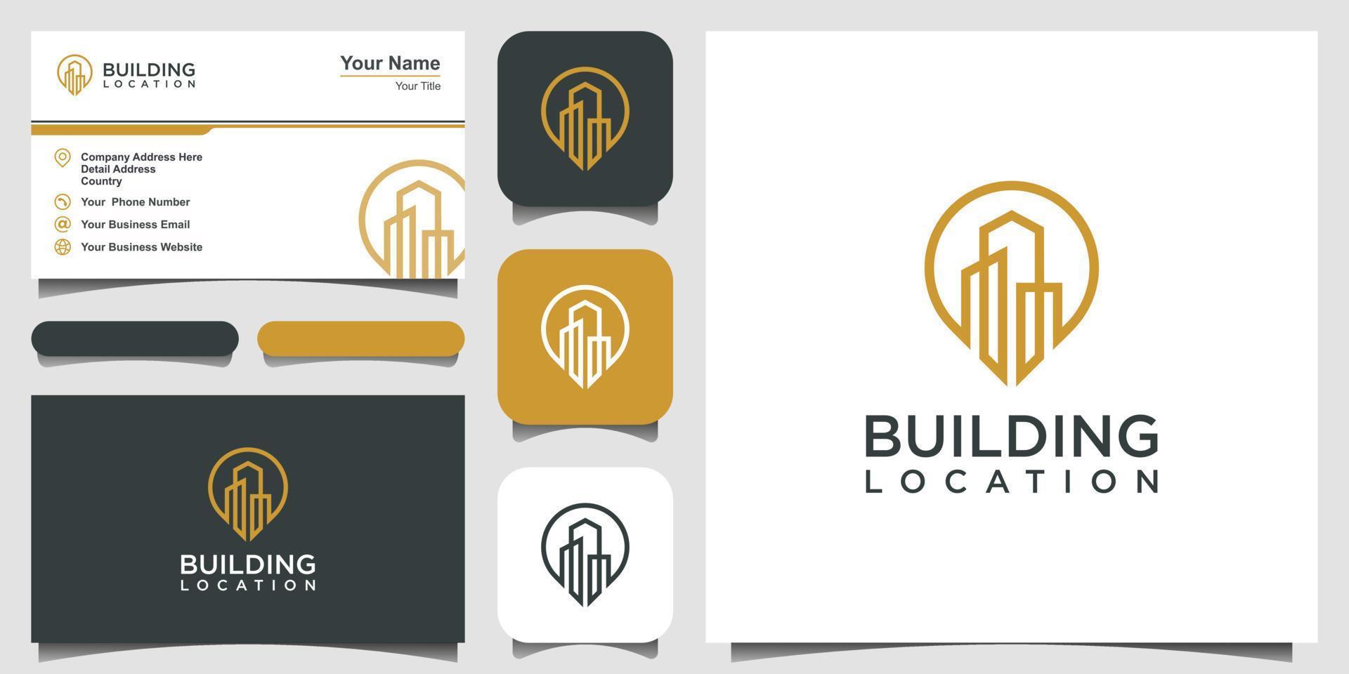 City Pin Logo Design Element. logo design and business card. vector