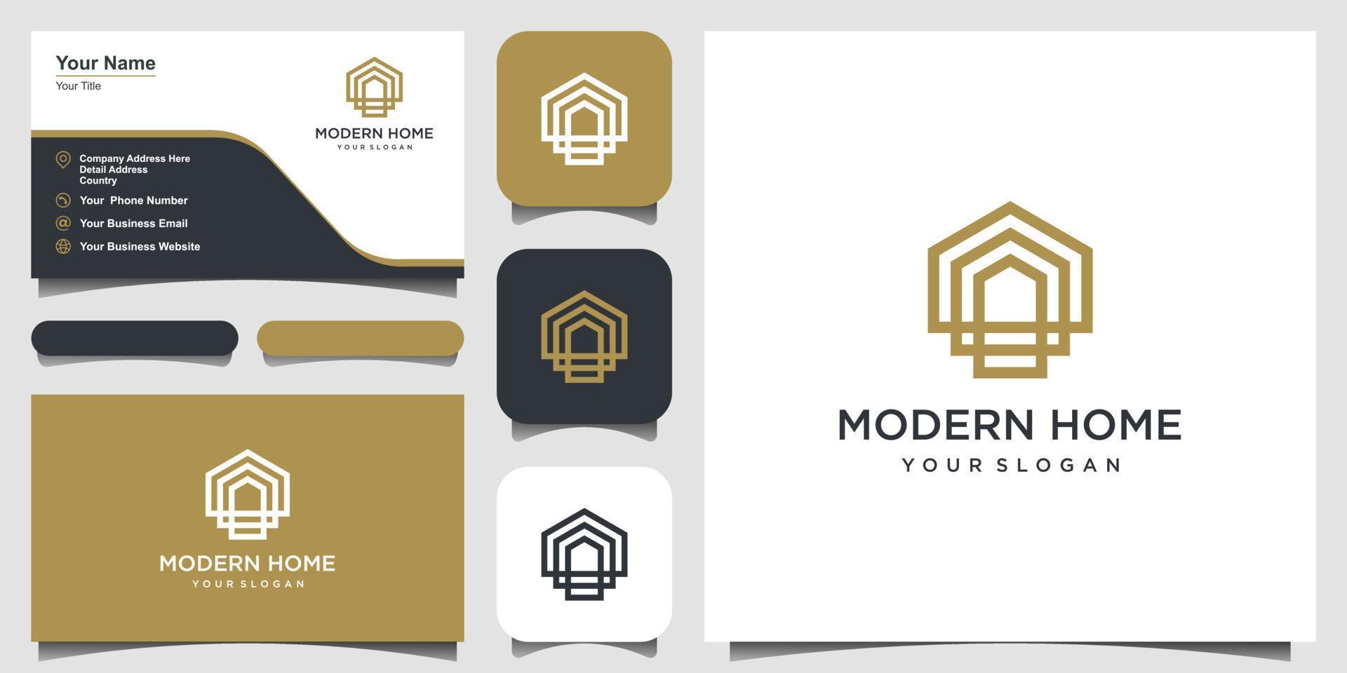 build house logo design with line art style. vector