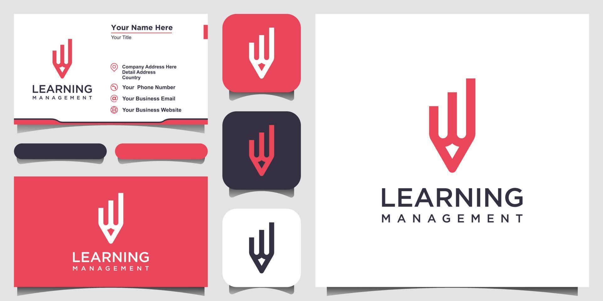 creative pencil with data concept logo design inspiration. and business card design vector