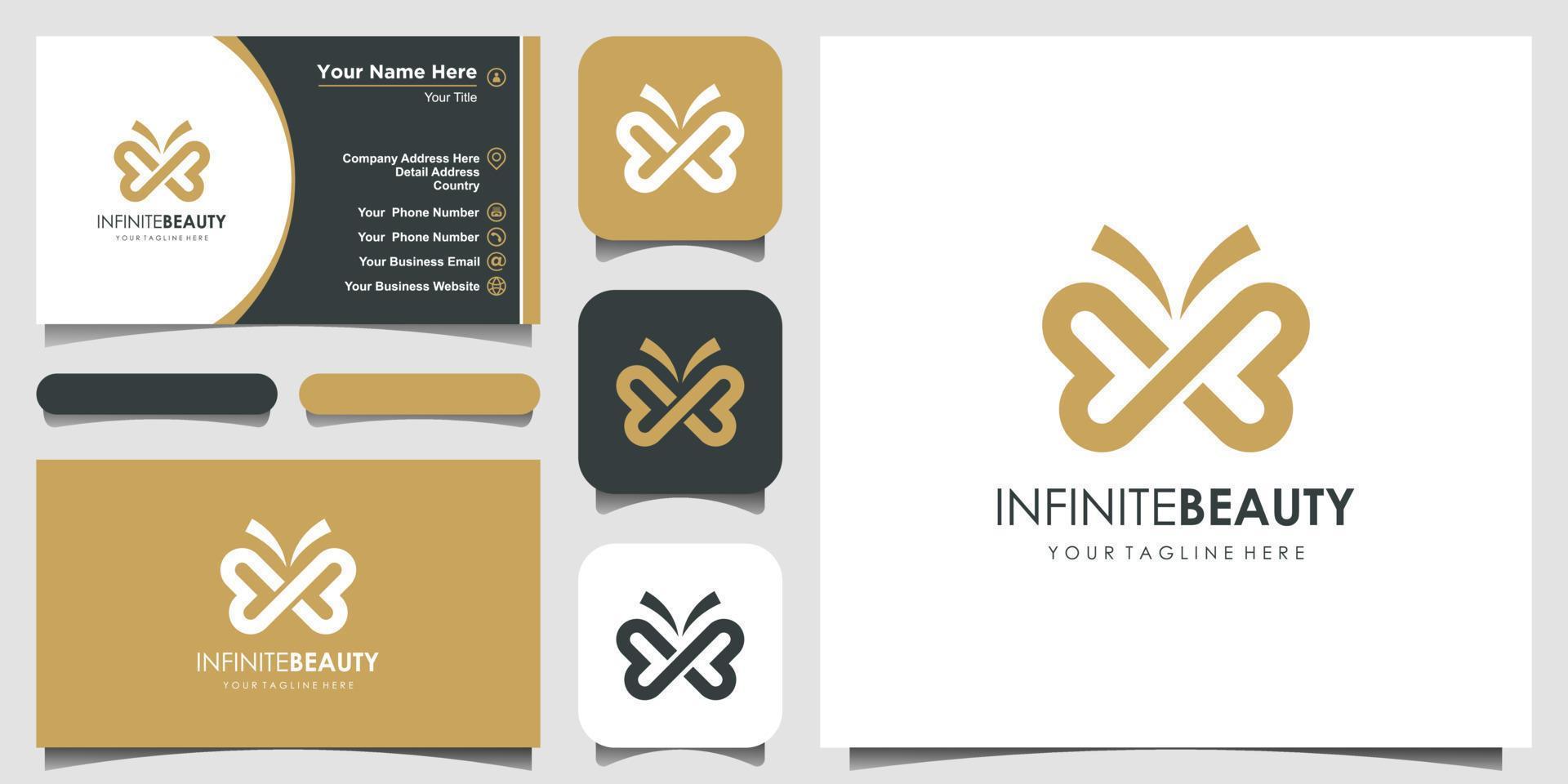 minimalist butterfly line art style. Beauty, luxury spa style. logo design, icon and business card. vector