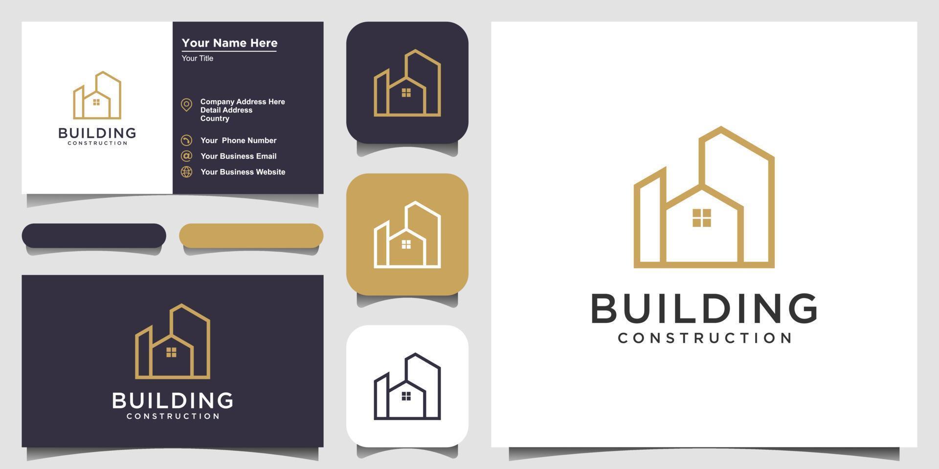 building logo design with line art style. city building abstract For Logo Design Inspiration and business card design vector