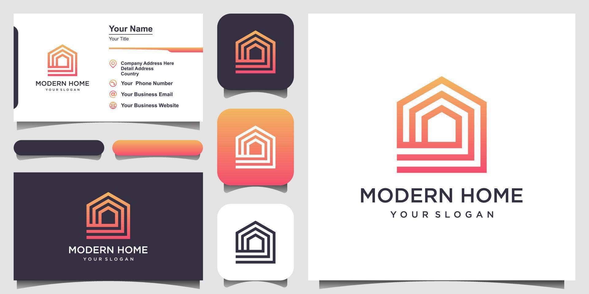 build house logo design with line art style. home build abstract For Logo and business card design vector