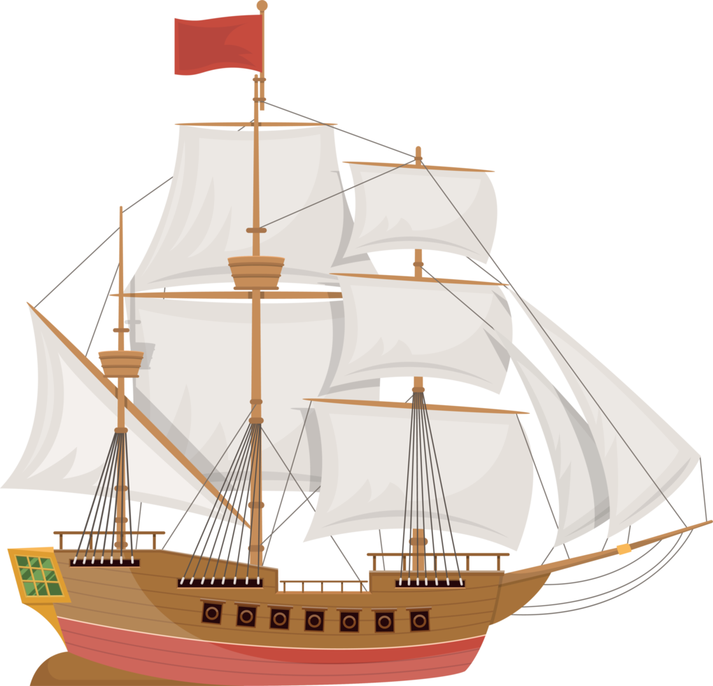 ilustração de design de clipart de navio vintage de madeira png