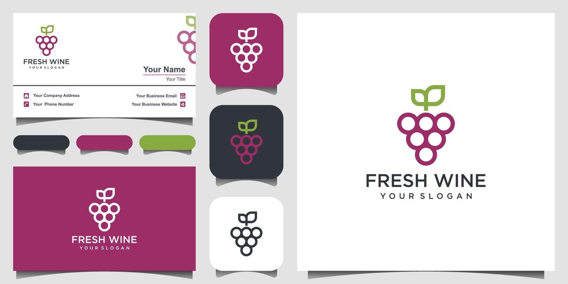 Vector high quality flat style icon illustration of grapes symbol isolated