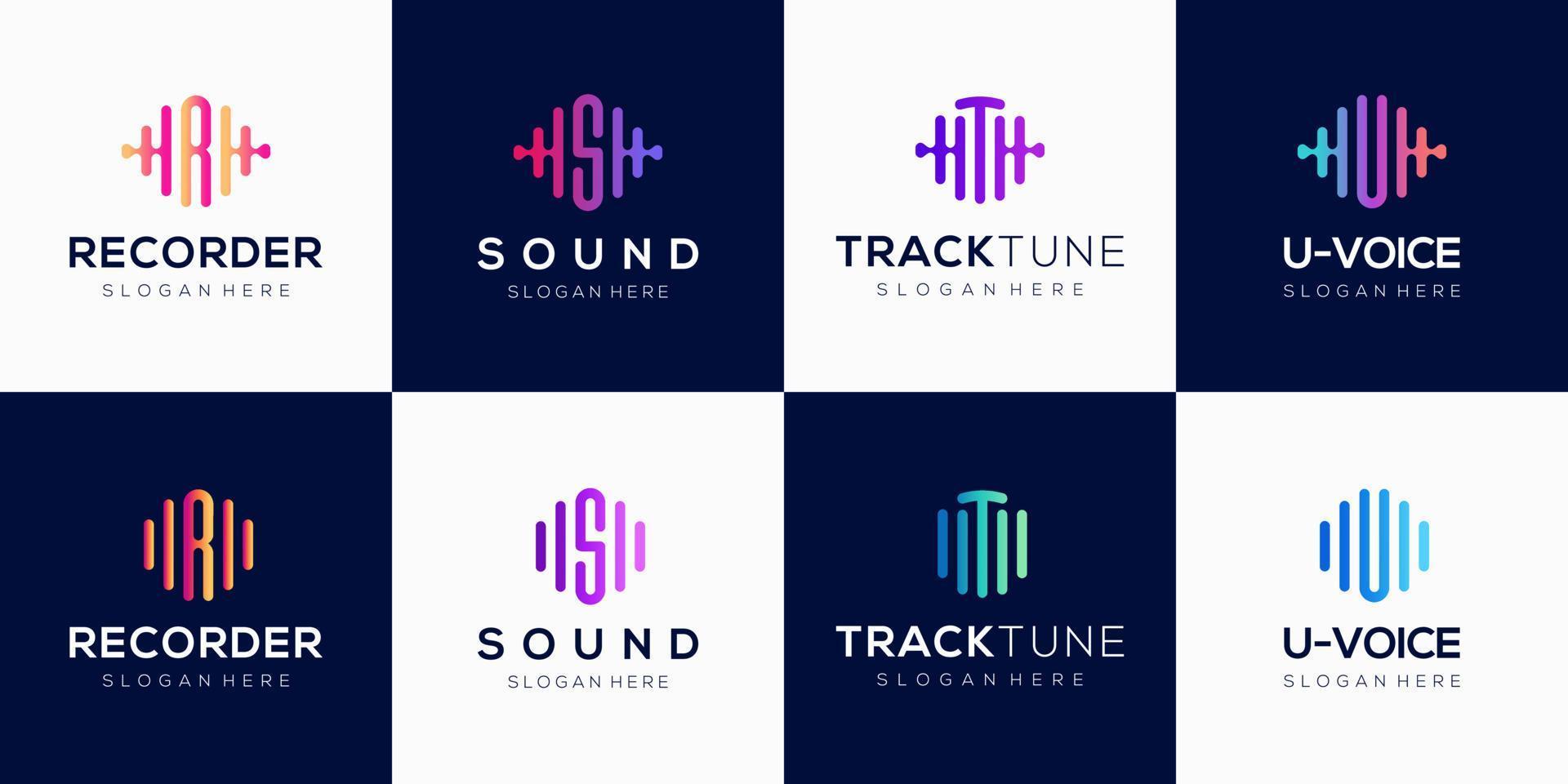 Monogram creative logo design template with pulse element. vector