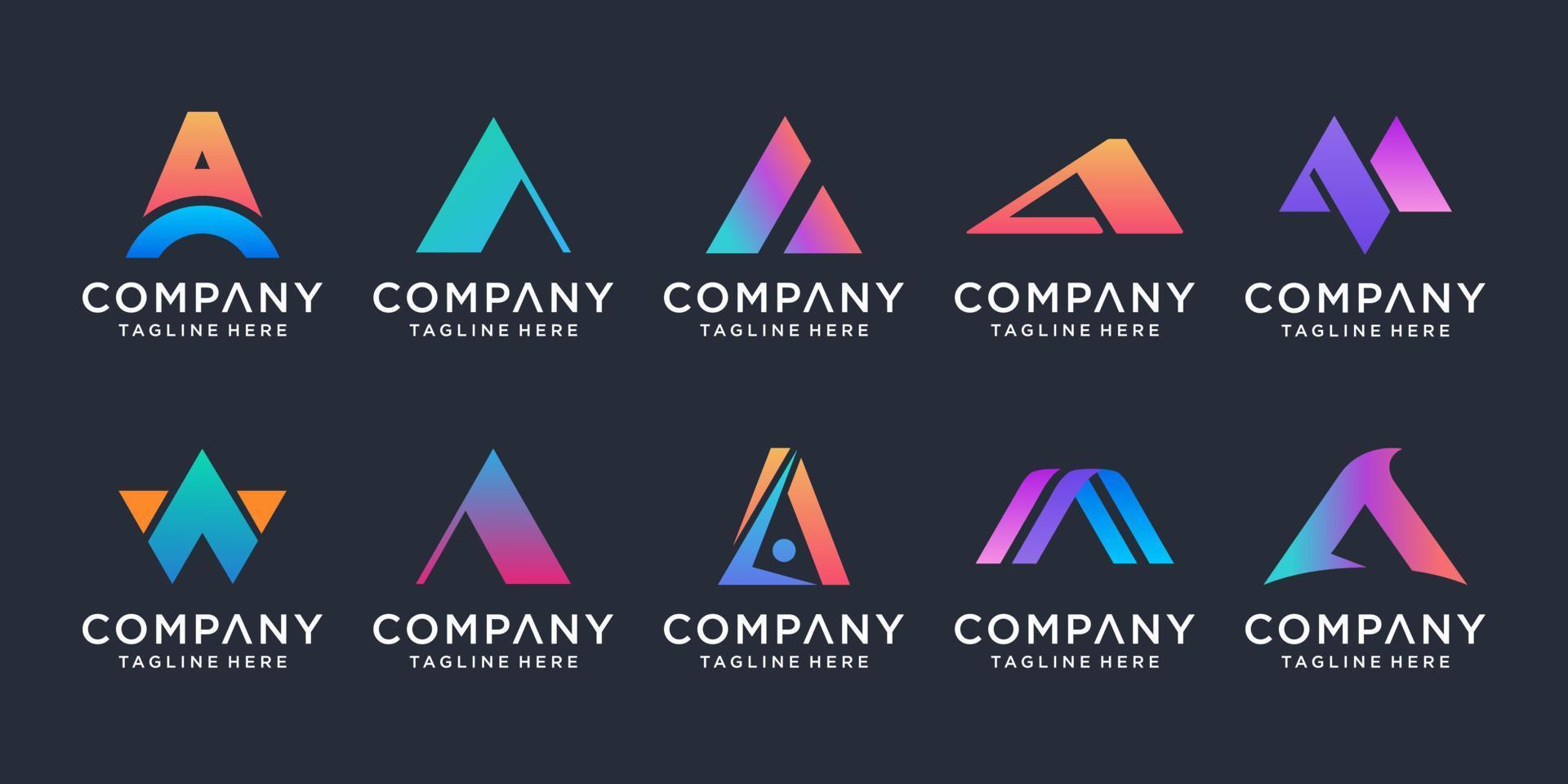 conjunto de letras creativas una plantilla de diseño de logotipo. iconos para negocios de lujo, elegantes, simples. vector
