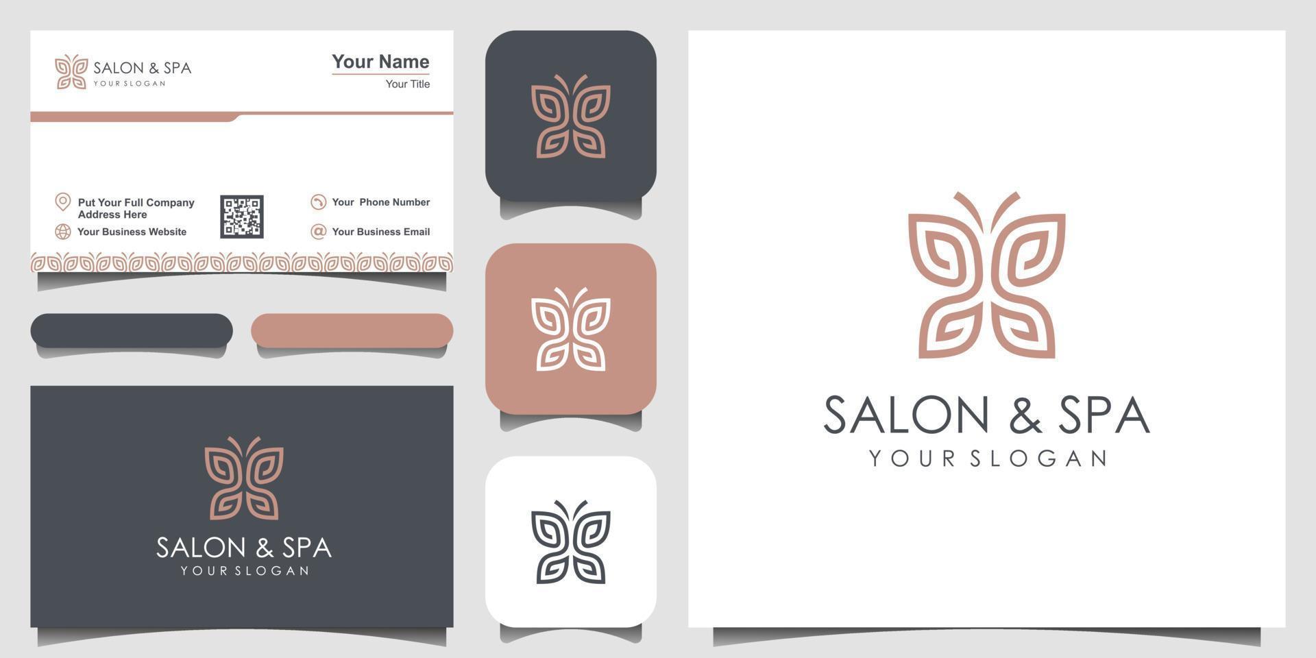 minimalist butterfly with letter SS line art monogram shape logo. Beauty, luxury spa style. logo design, icon and business card. vector