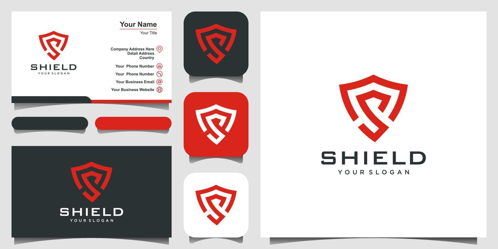 Creative letter S with Shield Concept Logo Design Templates. icon and business card vector