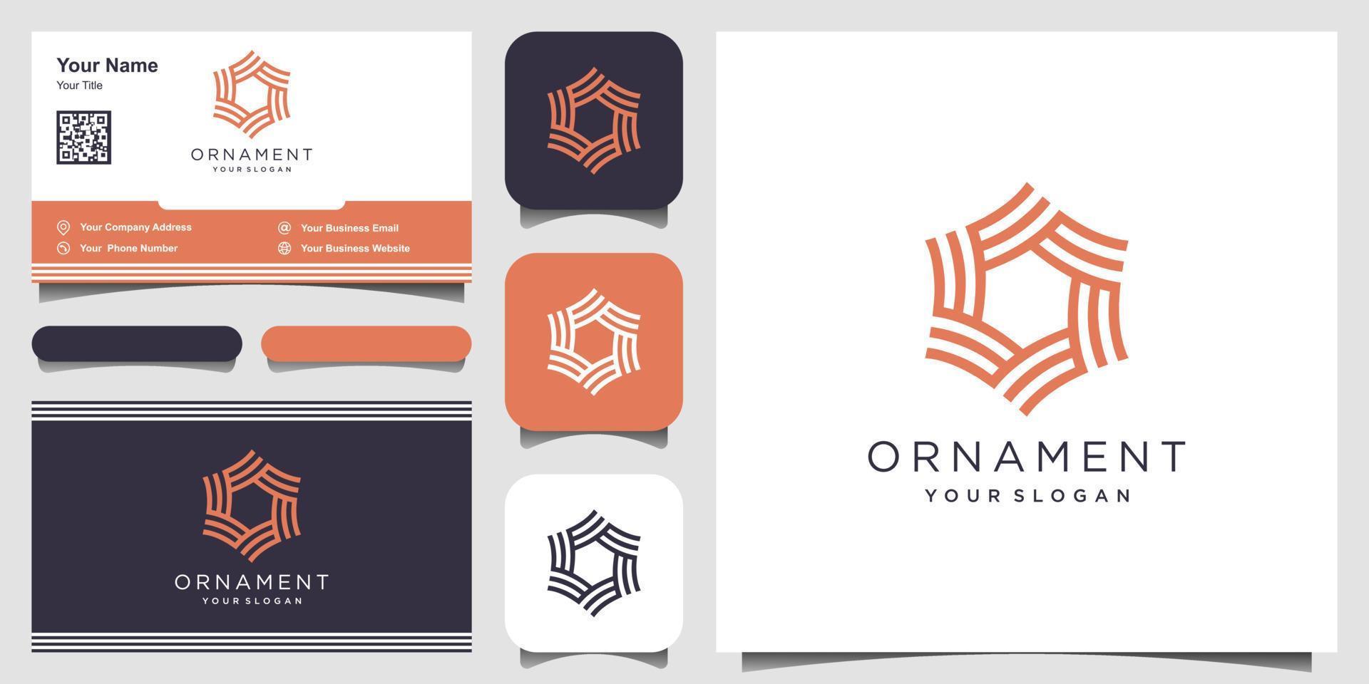 Company vector logo design element. Abstract ornament hexagon shaped vector symbols. business card design