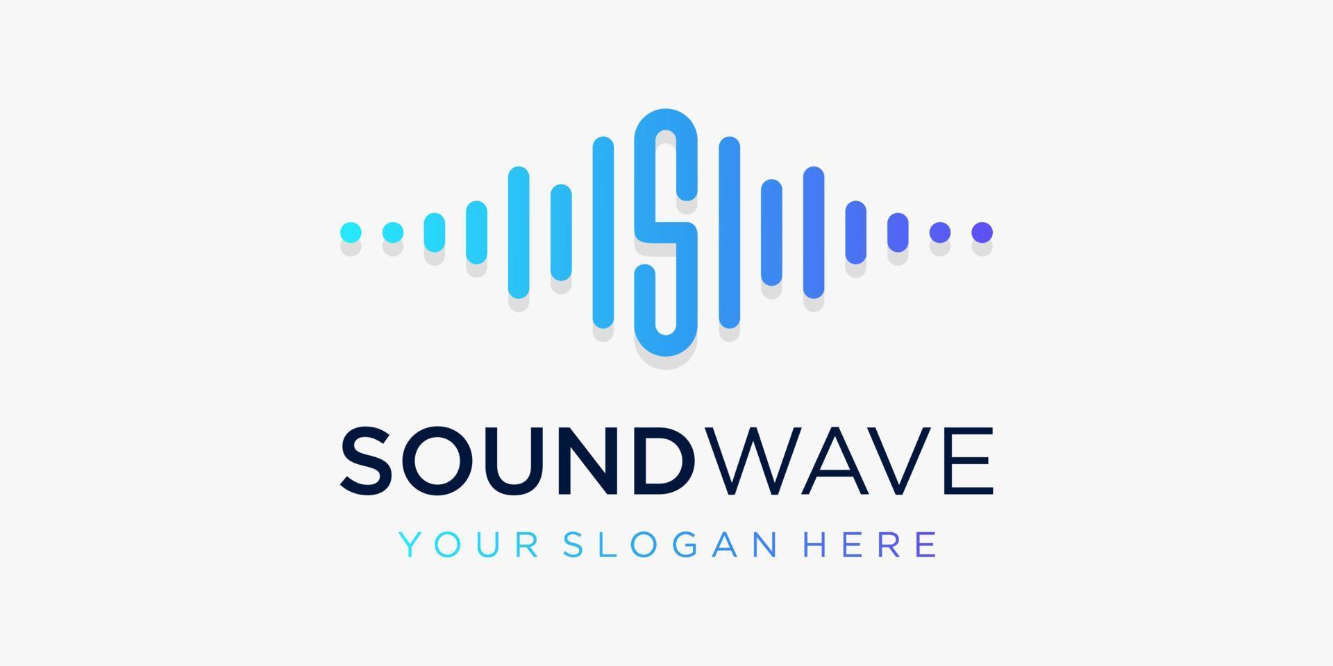 Letter S with pulse . sound wave element. logo template electronic music, equalizer, store, DJ music, nightclub, disco. audio wave logo concept, multimedia technology themed, abstract shape. vector