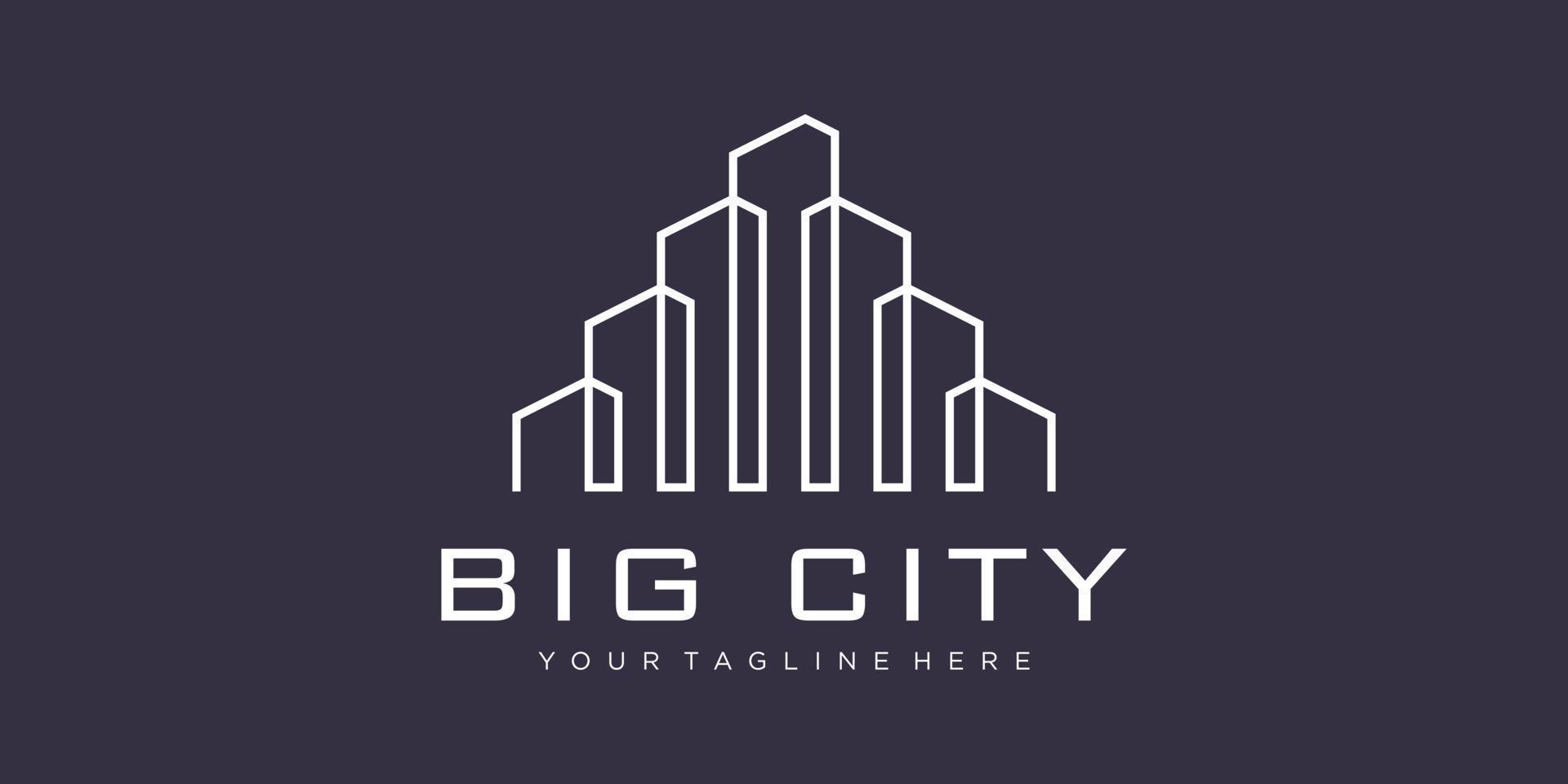 City building logo design with line art style. building abstract For Logo Design Inspiration. business card design vector