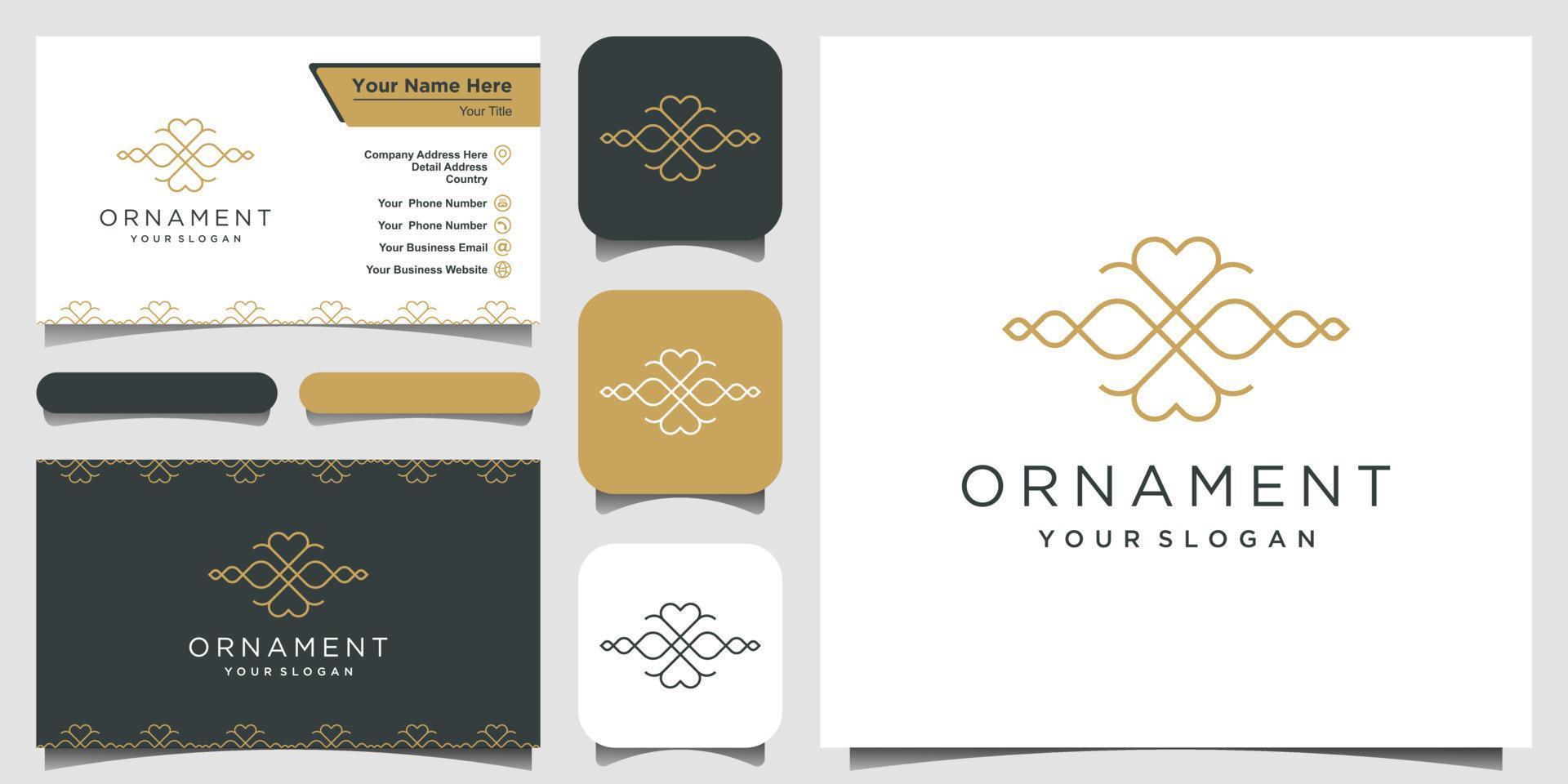 Luxury ornament logo design and business card design vector