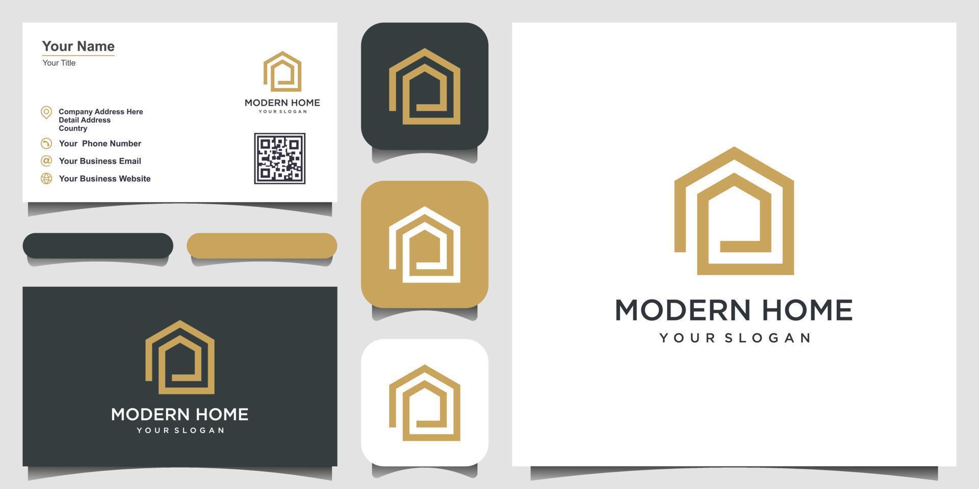 build house logo design with line art style. home build abstract For Logo Design Inspiration. vector