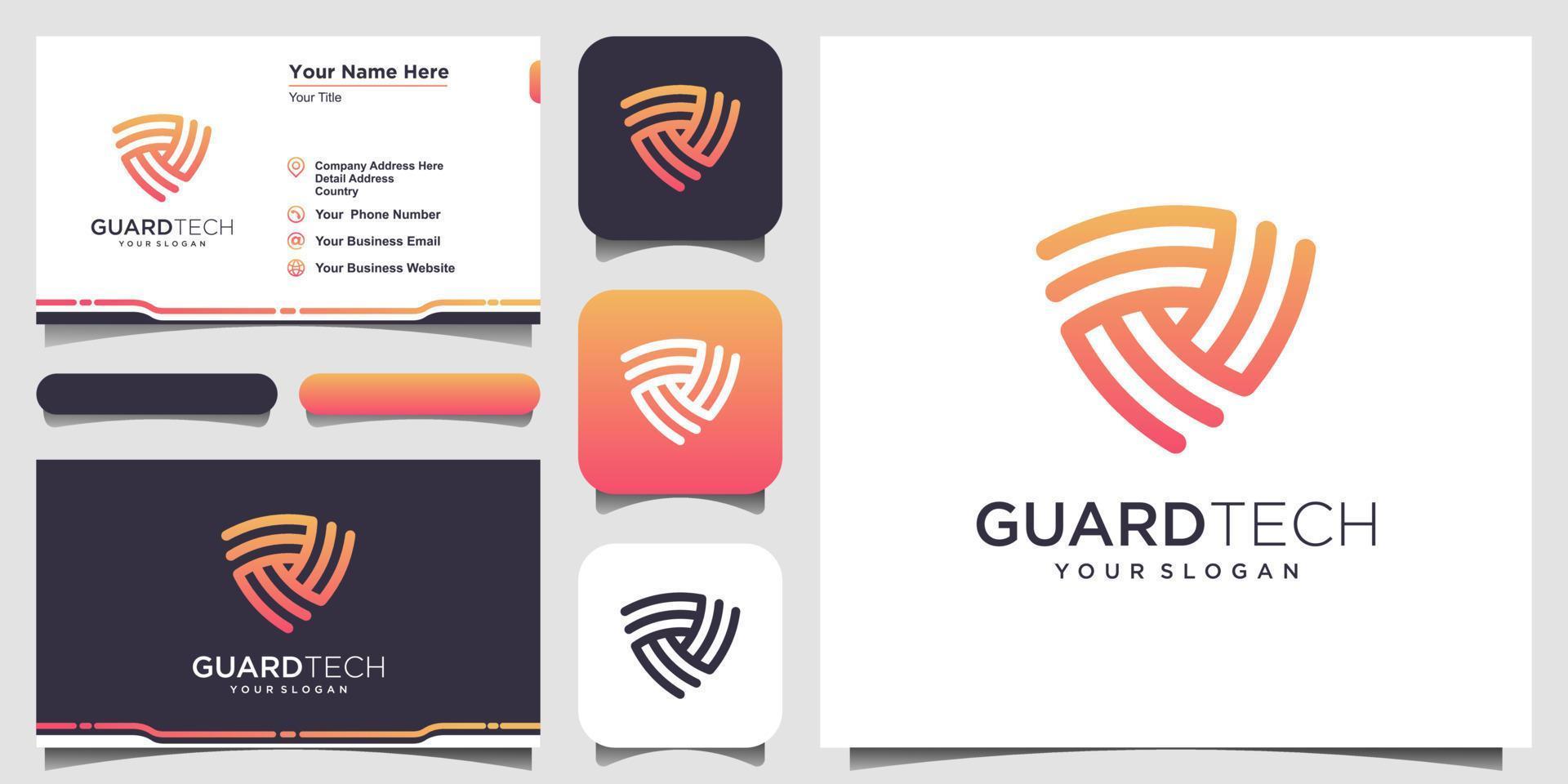 Creative Shield  Concept Logo Design Templates. logo and business card design vector