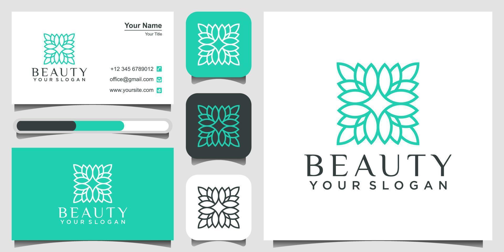 Minimalist elegant Flower logo design with line art style. icon and business card Premium Vector.Print vector