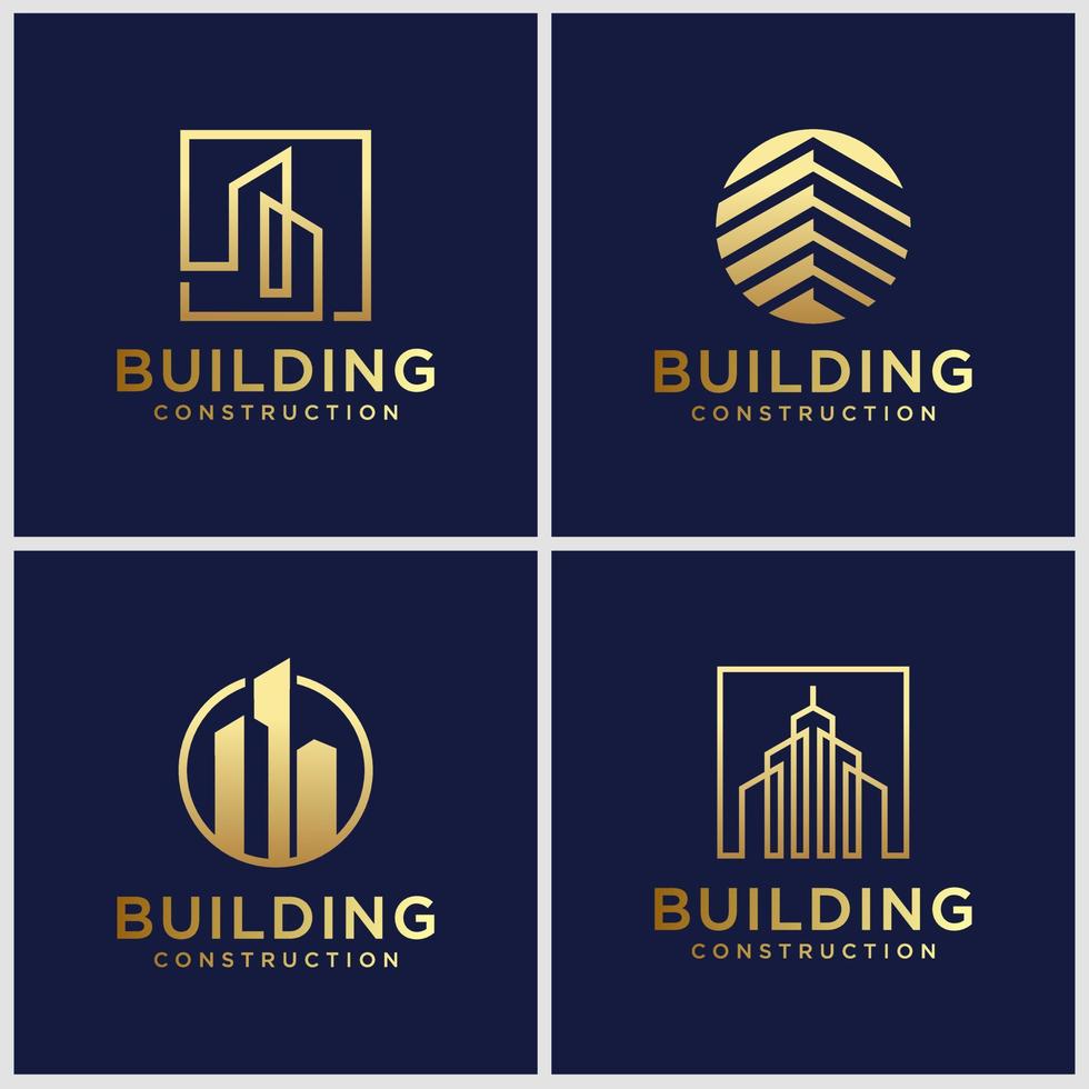 building logo design with line concept. city building abstract For Logo Design Inspiration. logo design and business card vector