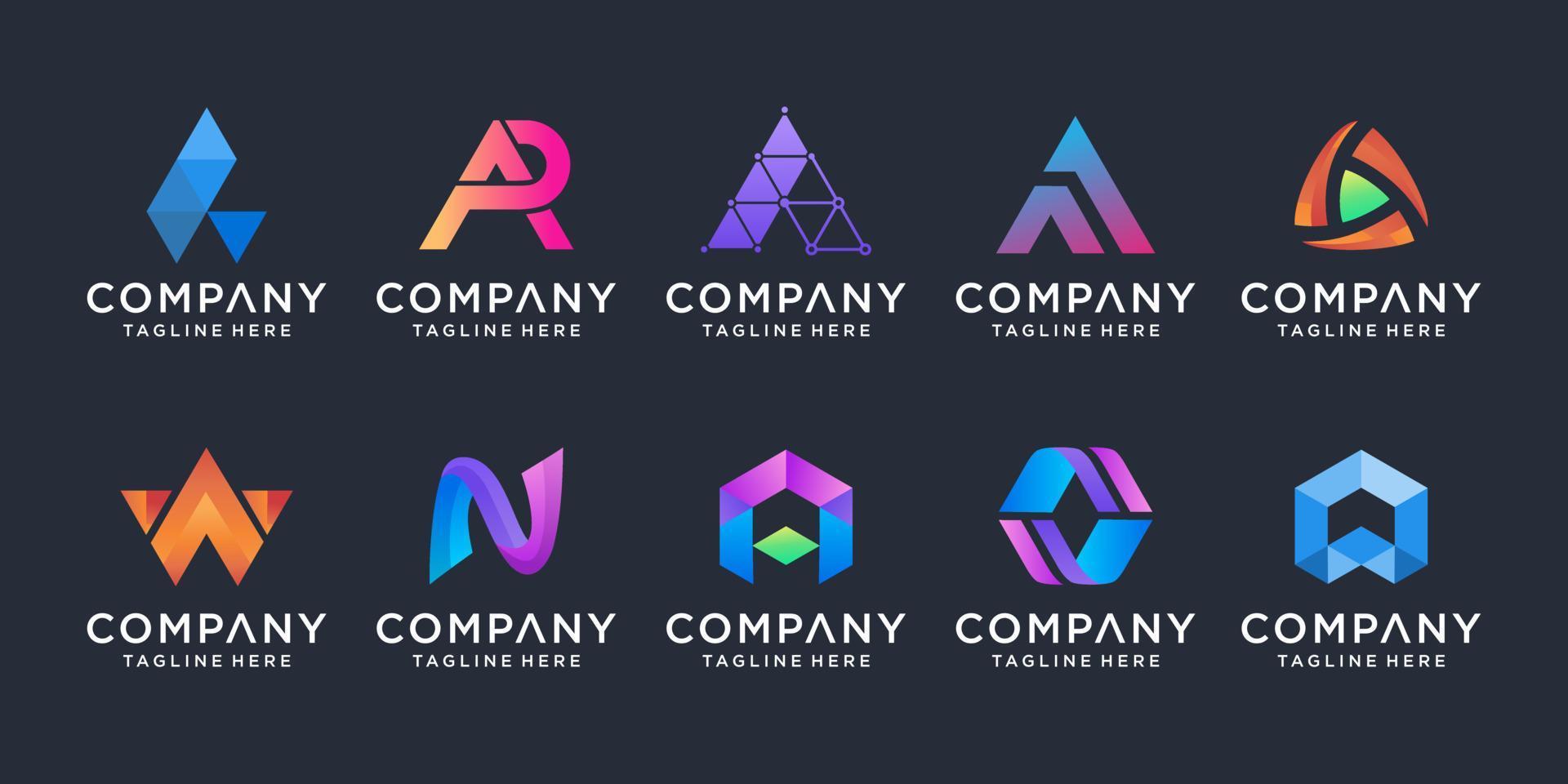 conjunto de inspiración creativa para el diseño del logotipo del monograma. iconos para negocios de lujo, elegantes, simples. vector